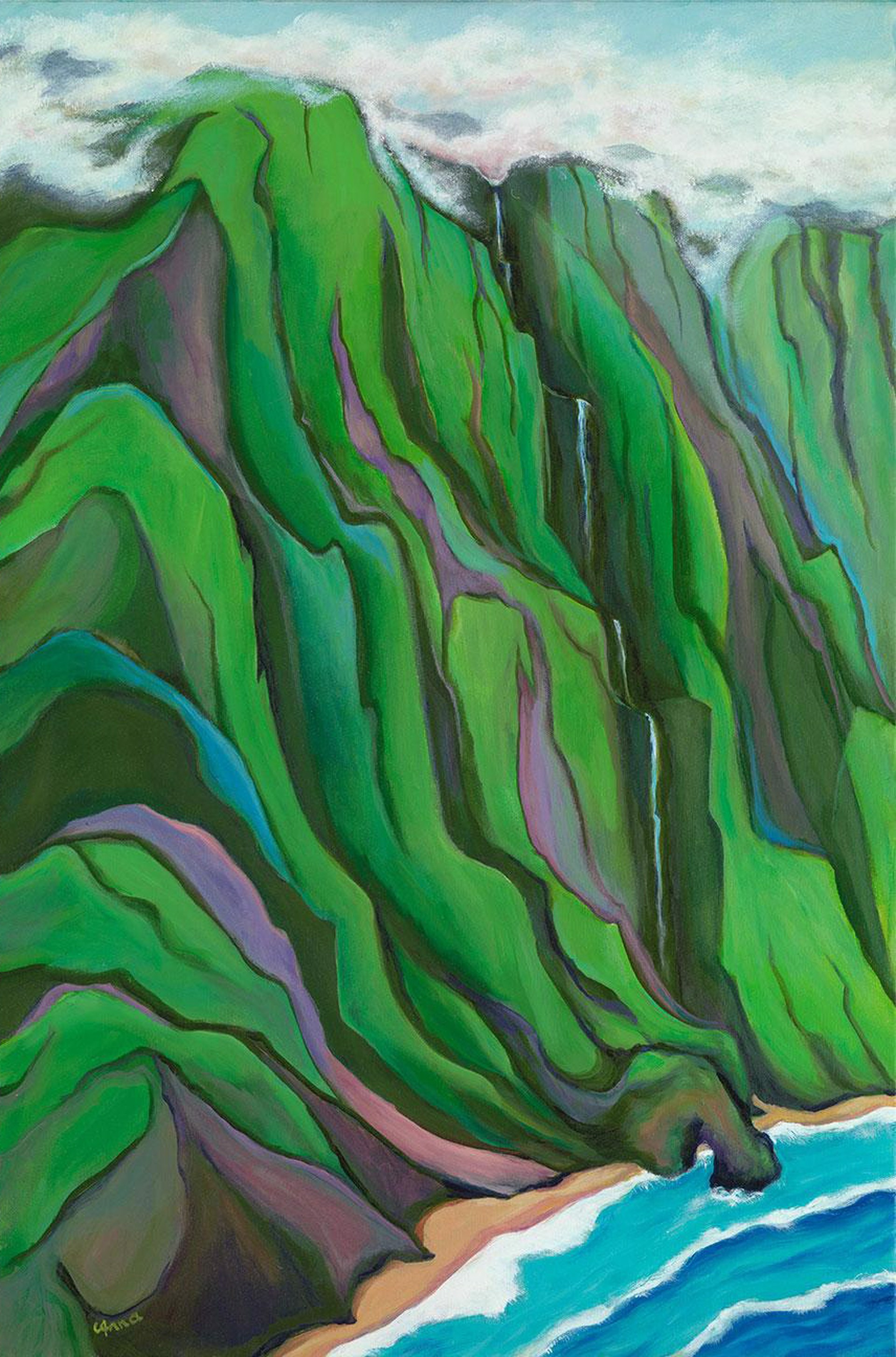 Pāpalaua Falls ( part 1 of triptych) by Anna Fuernsteiner