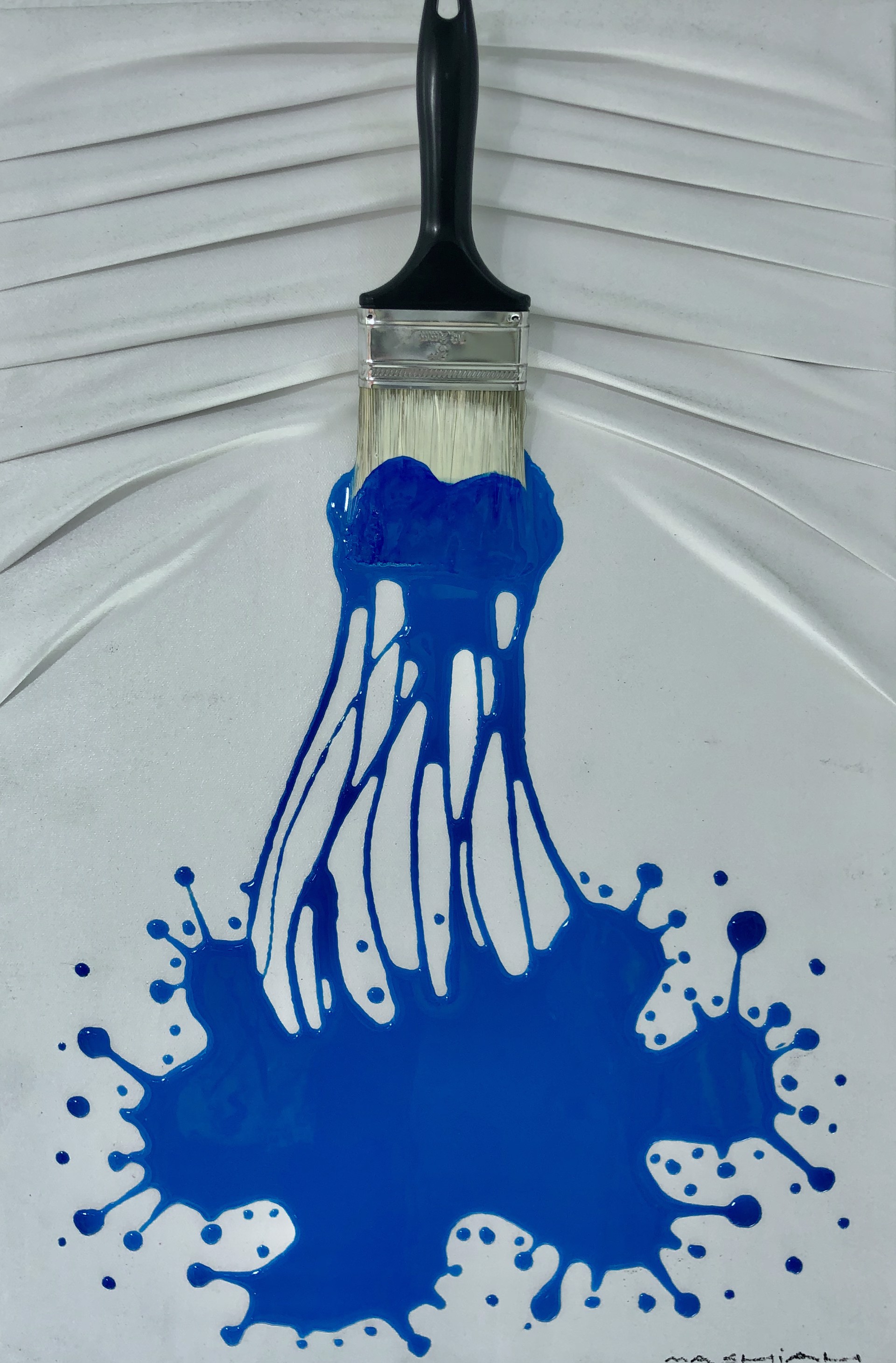  "Let's Paint" small, Blue splash on White by Brushes and Rollers "Let's Paint" by Efi Mashiah