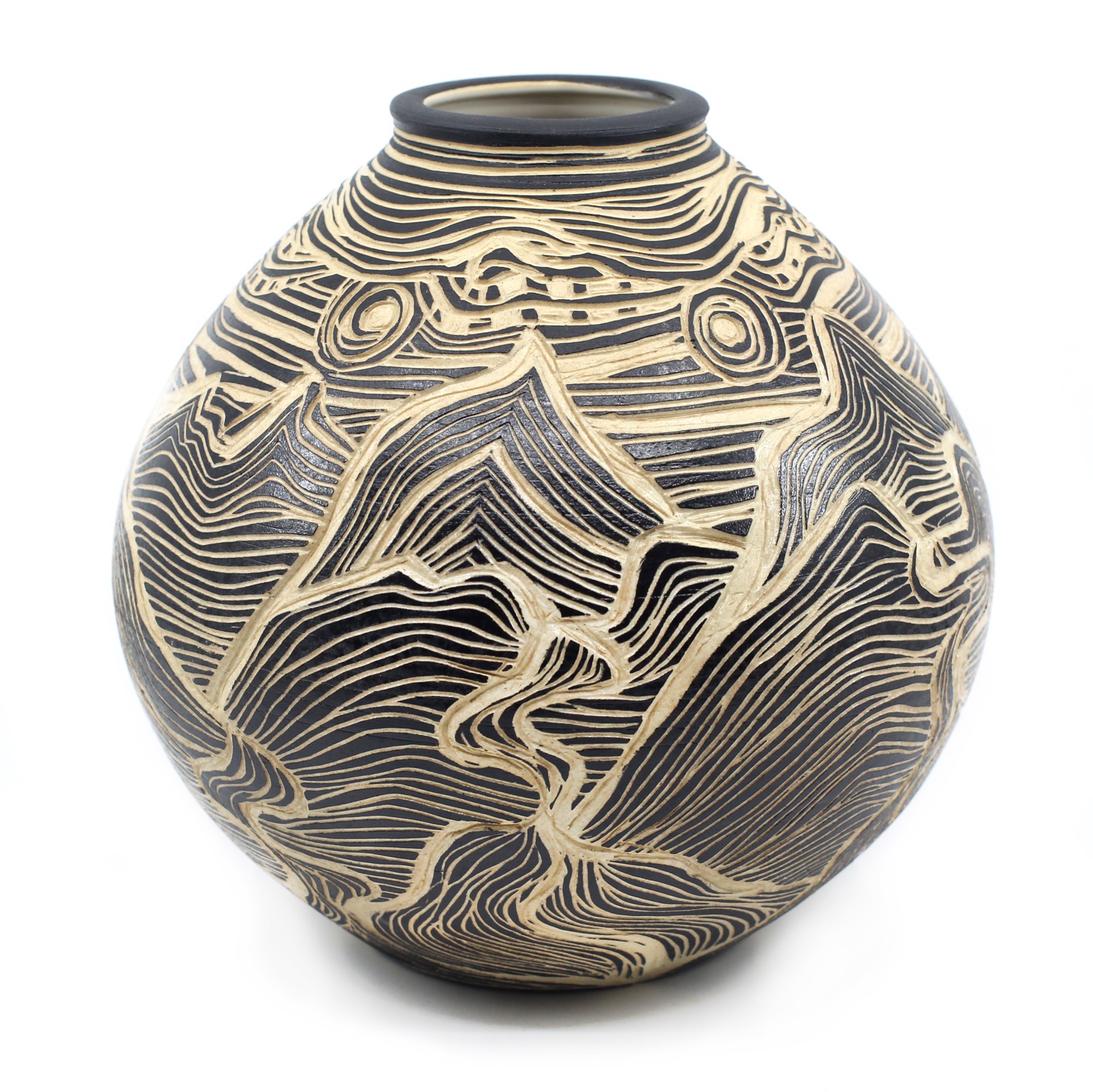 Black & White Carved Vase by Heather Bradley