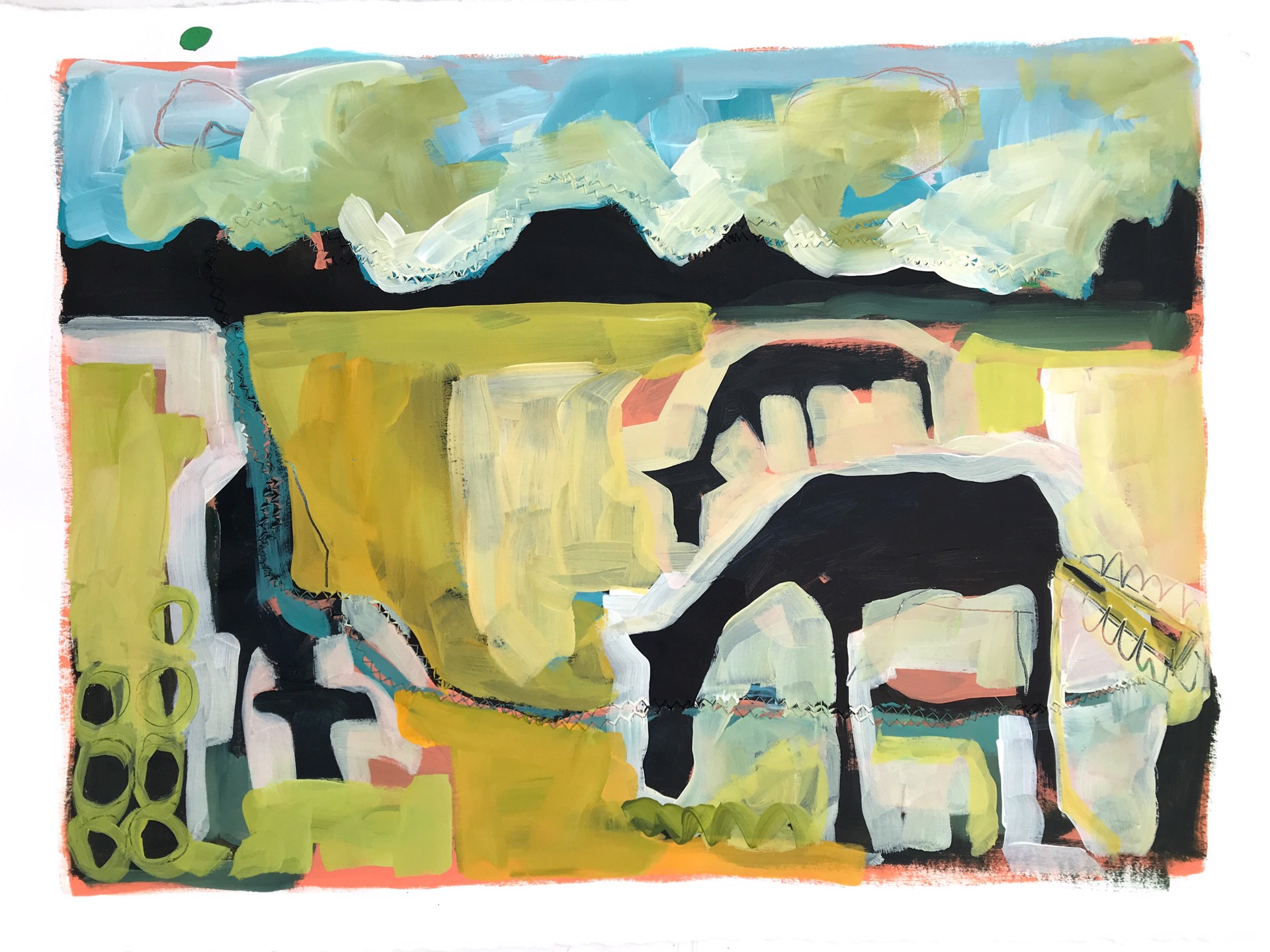 Horse with Two Cows near Creek by Rachael Van Dyke