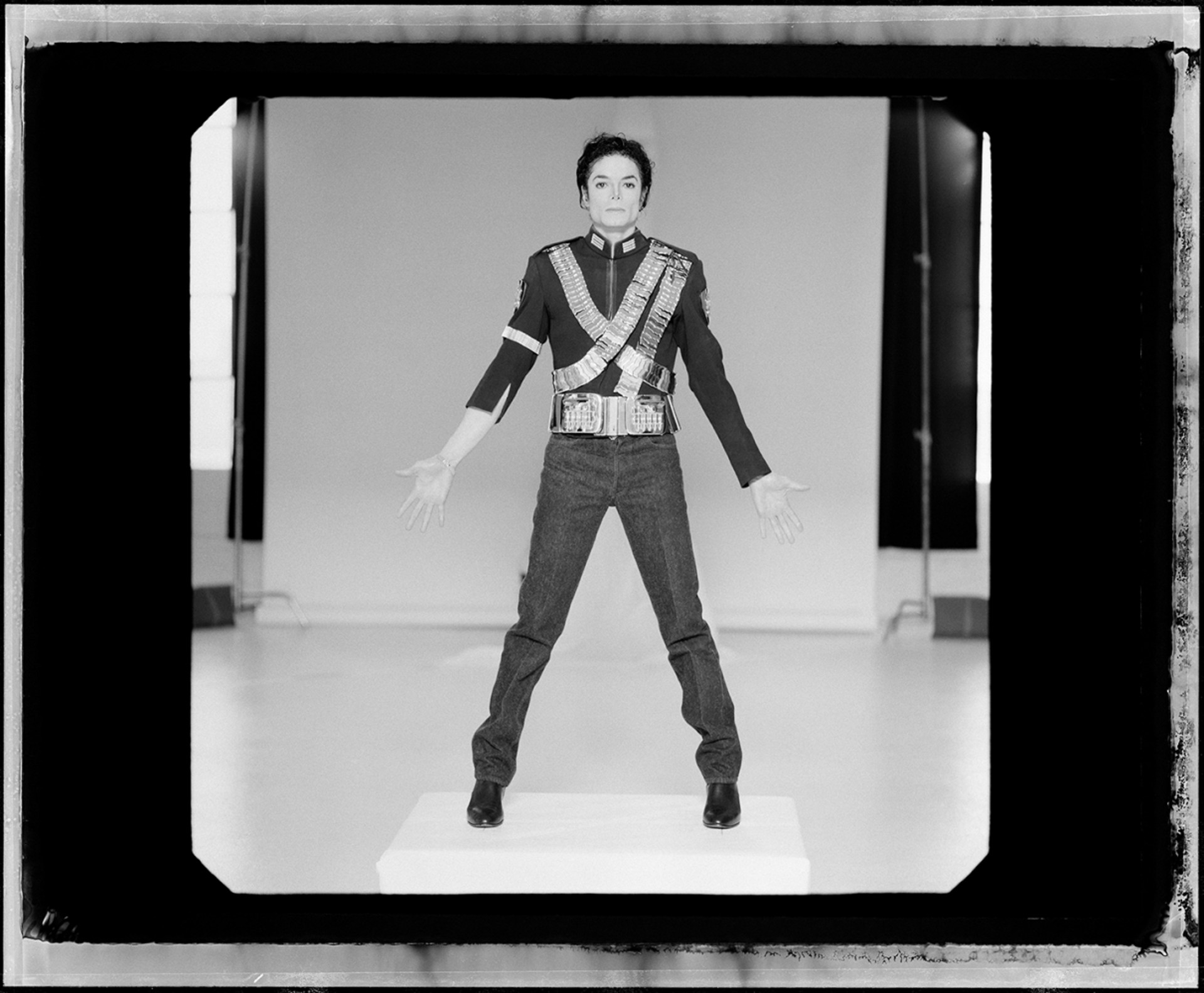 94047 Michael Jackson Standing BW by Timothy White