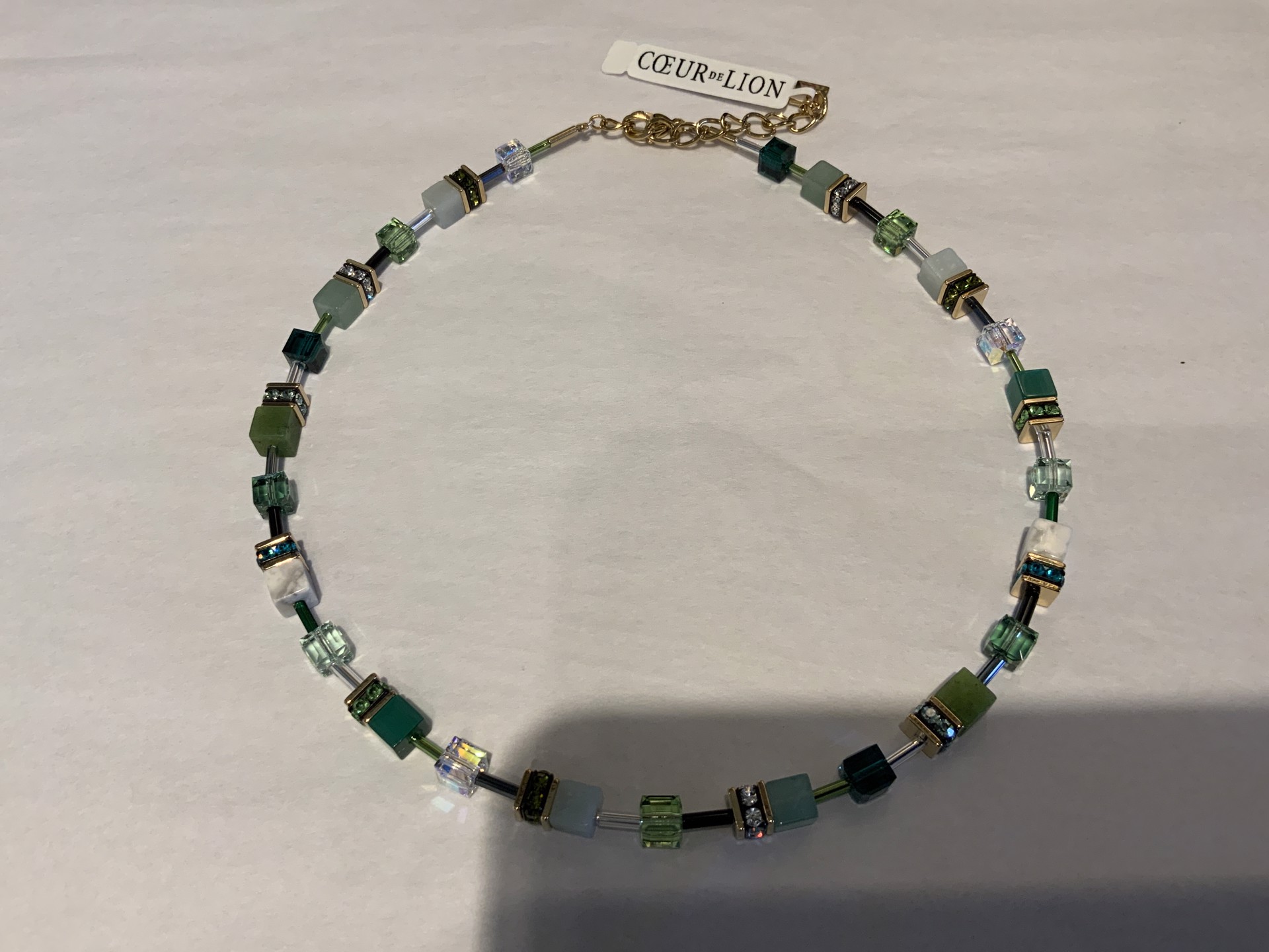 Green Geocube Necklace by Coeur de Lion Nikaia Inc.