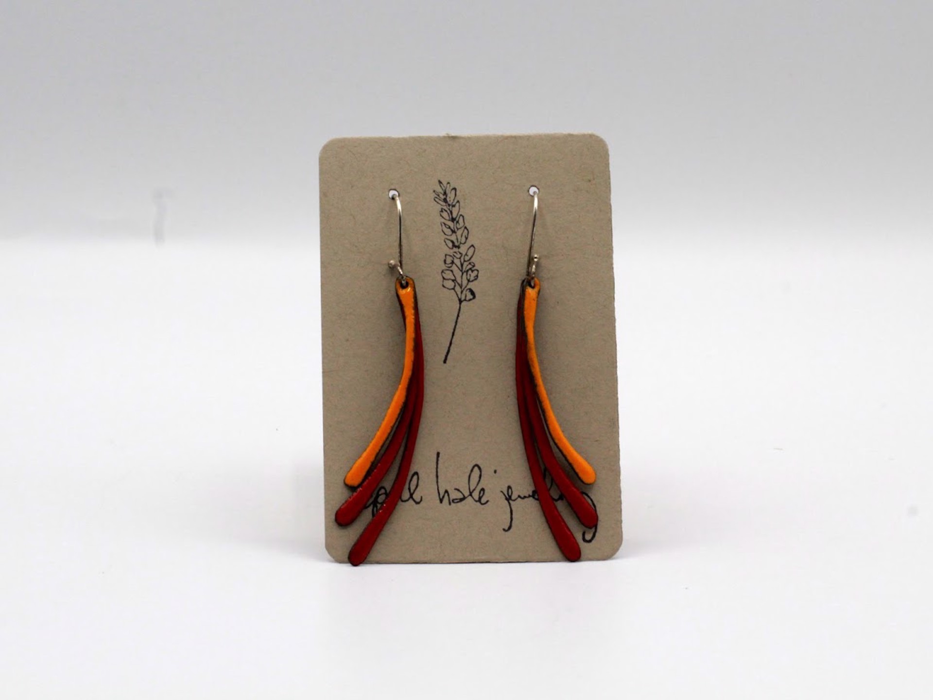 Wildfire Earrings - Enameled Reclaimed Steel (Red/Yellow) by April Hale