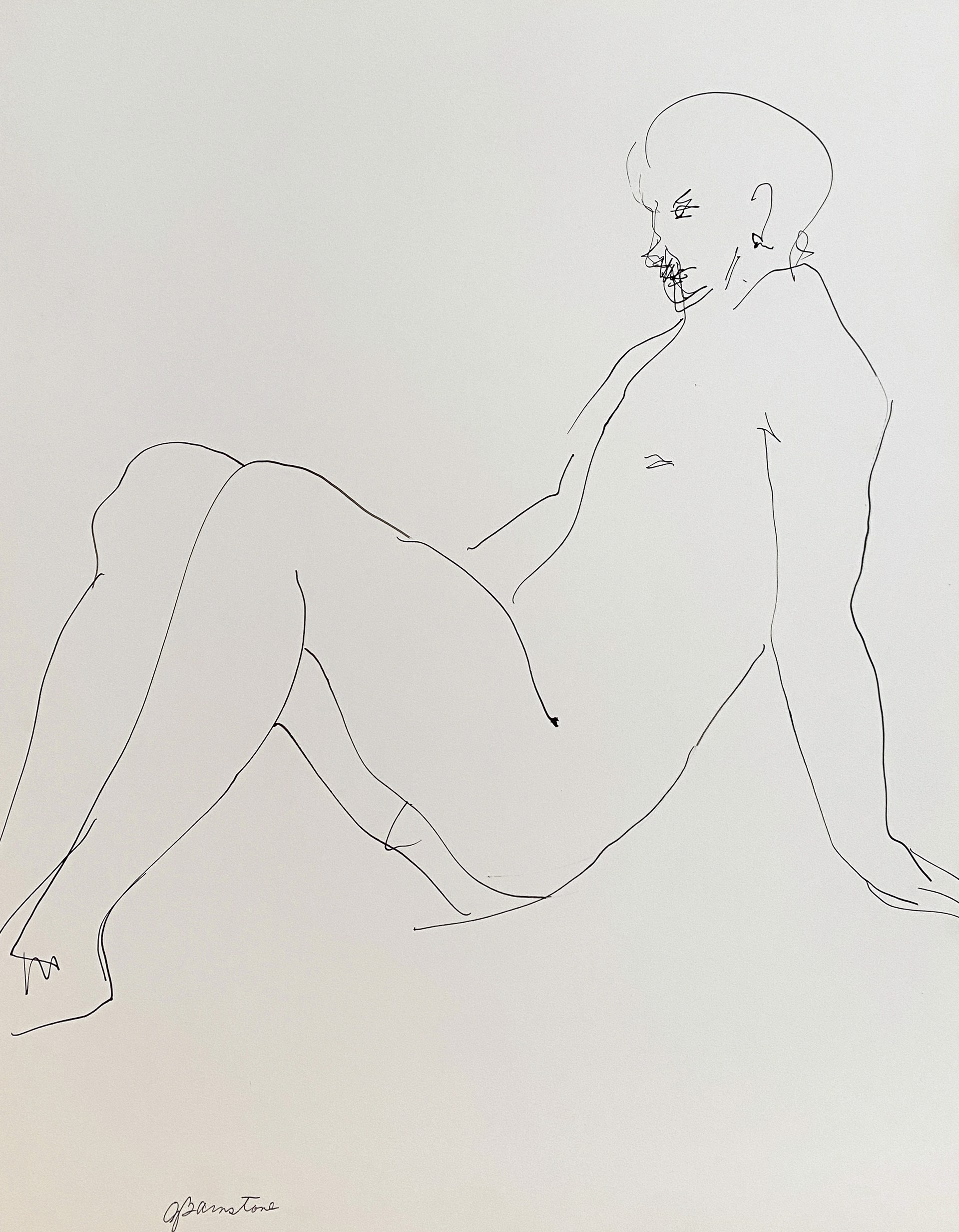 Nude Seated and Leaning Back by Gertrude Barnstone