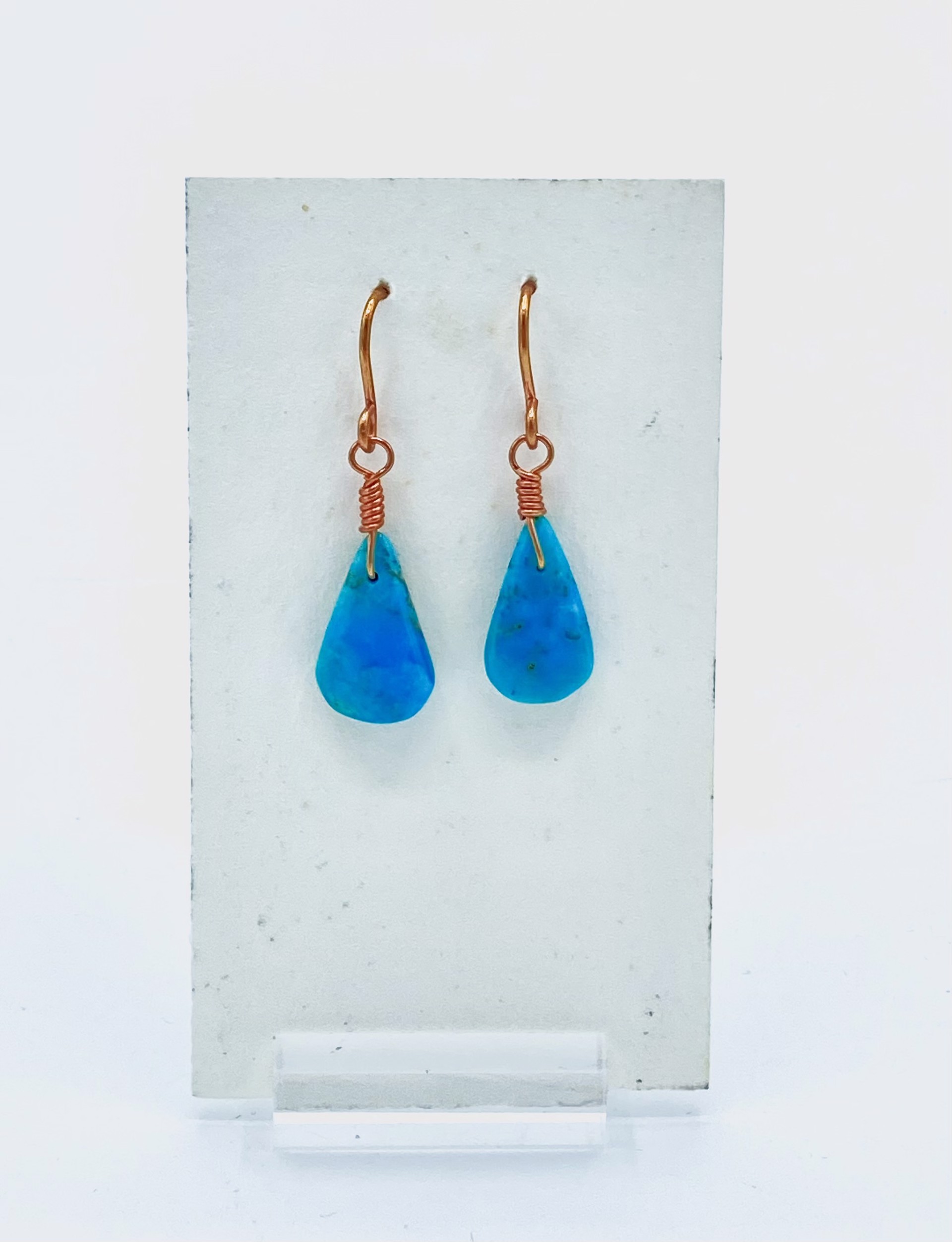 Copper and Turquoise Drop Earrings by Emelie Hebert