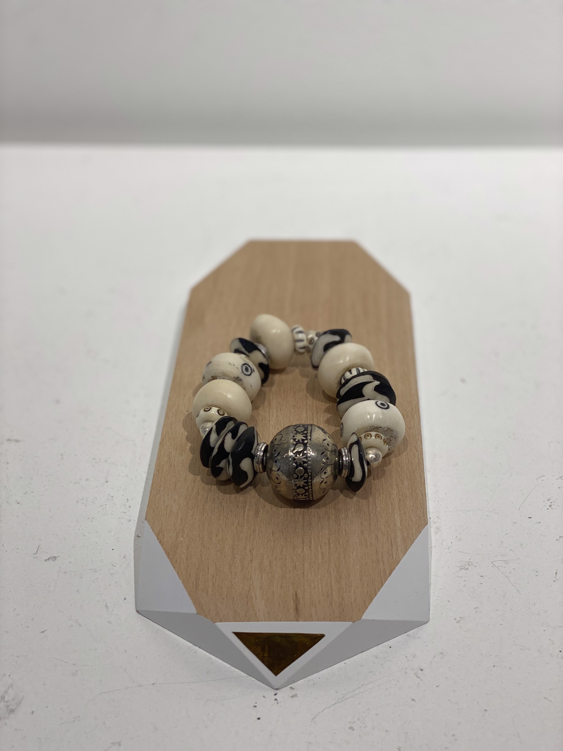 Moroccan silver and African bone beads #4 by Melissa Turney