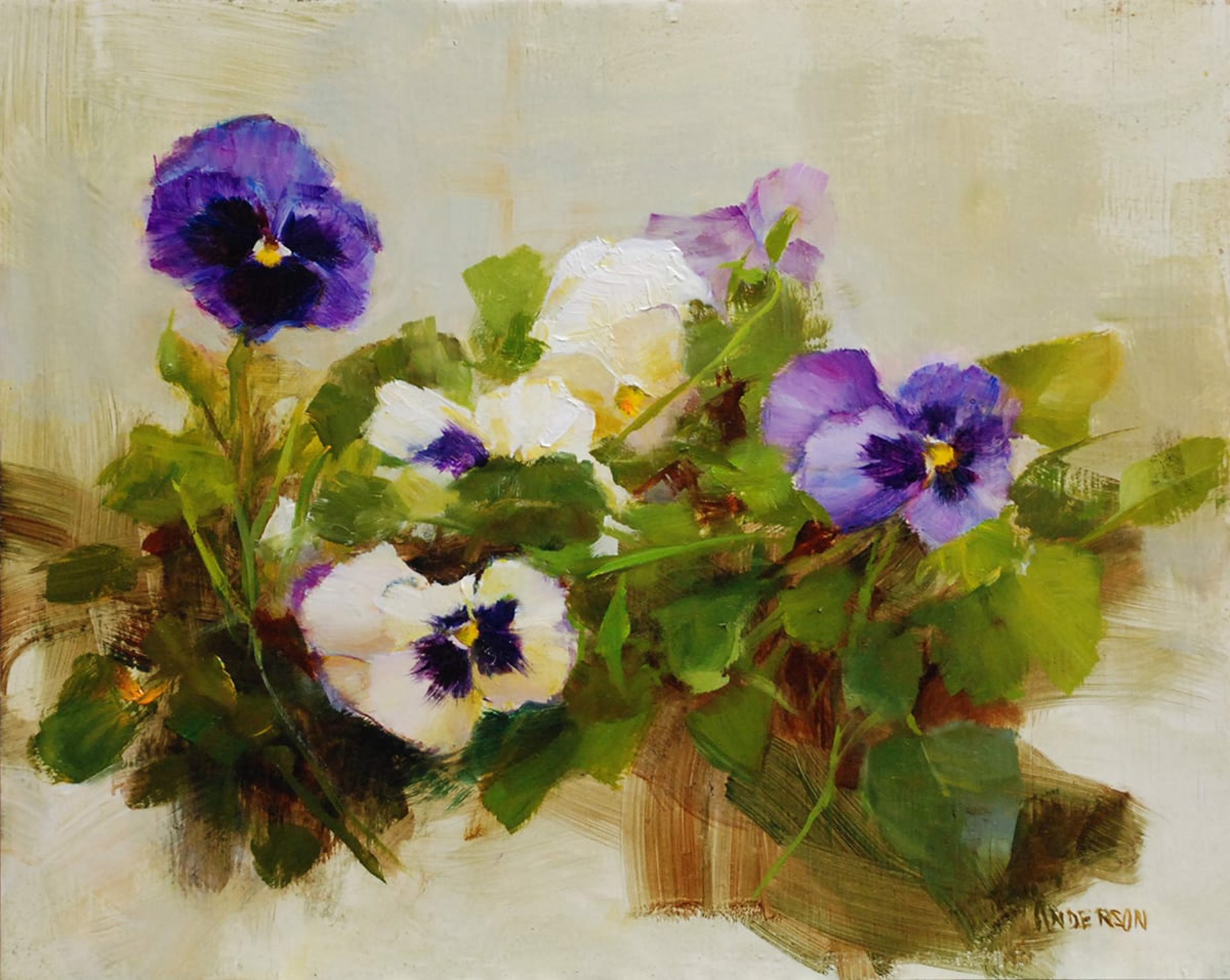 Purple Pansies by Kathy Anderson