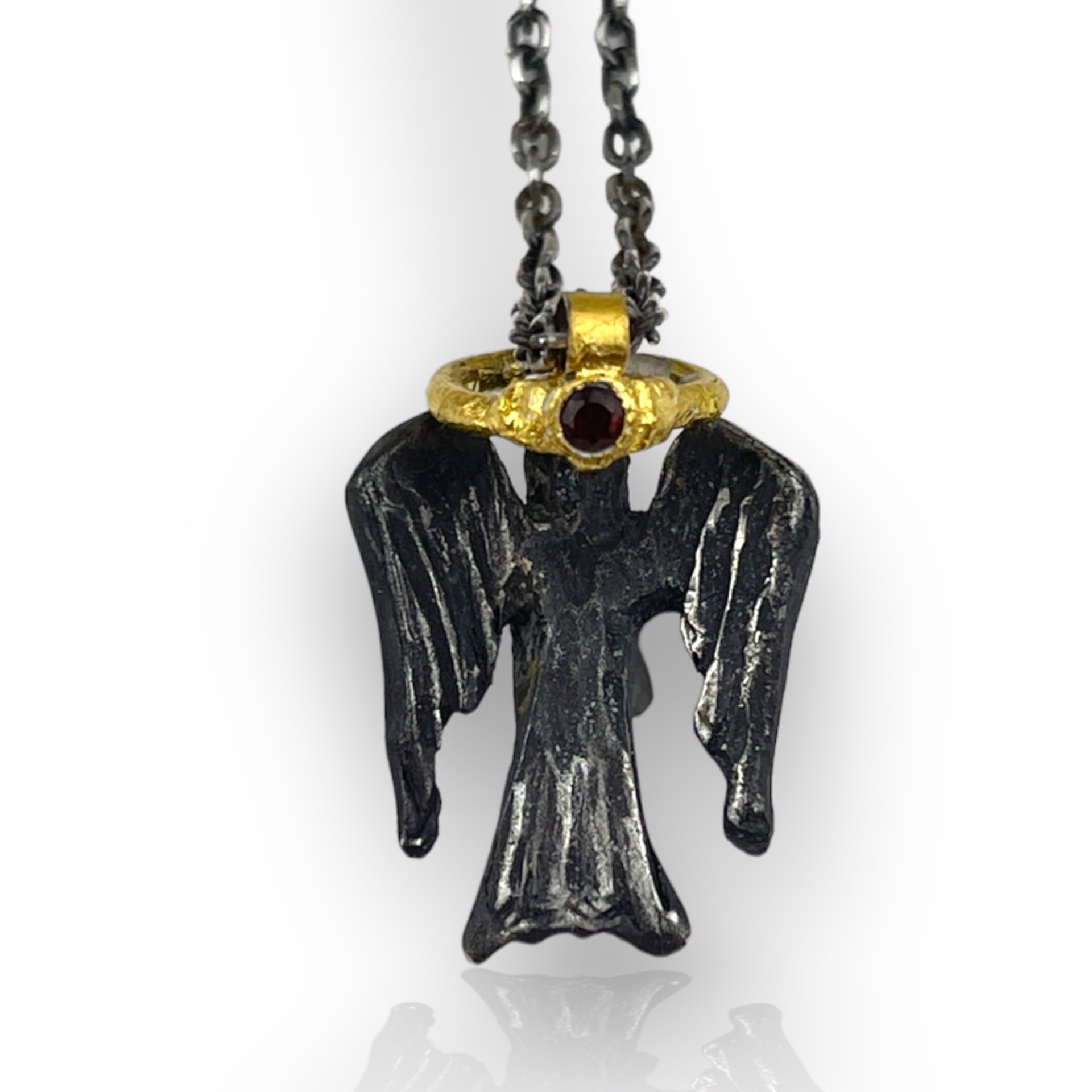 Raven & Ring Necklace with Garnets by Terry Williams Brau