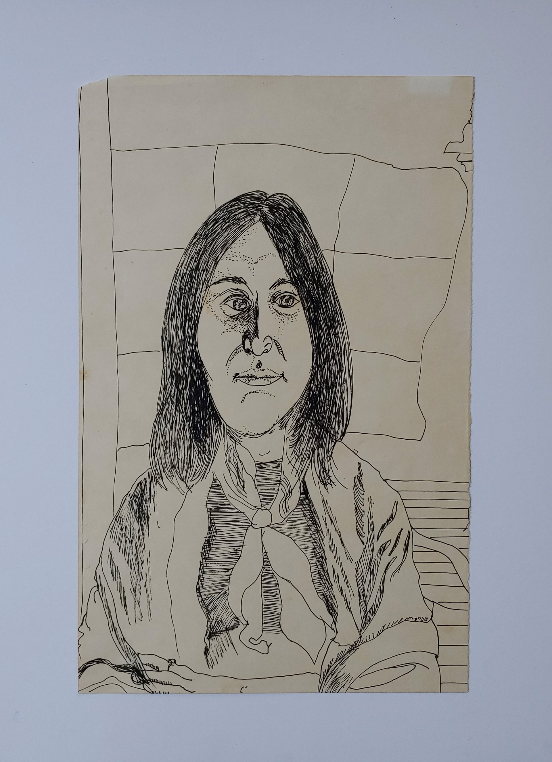 Ink Portrait - Scarf - Drawing by David Amdur