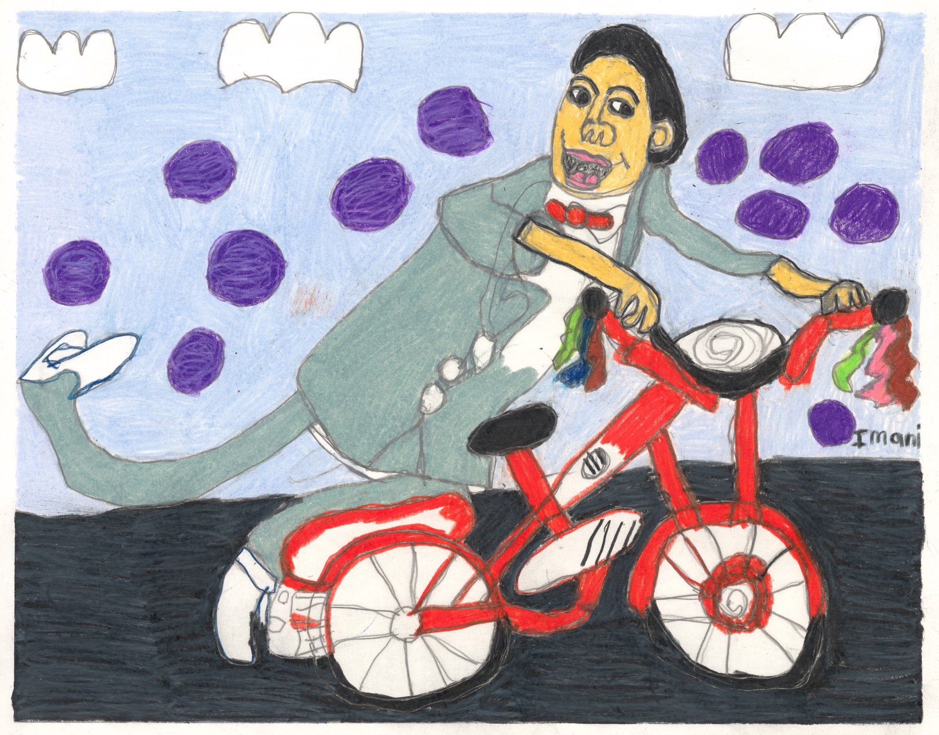 Pee-wee Herman and His Bike (FRAMED) by Imani Turner