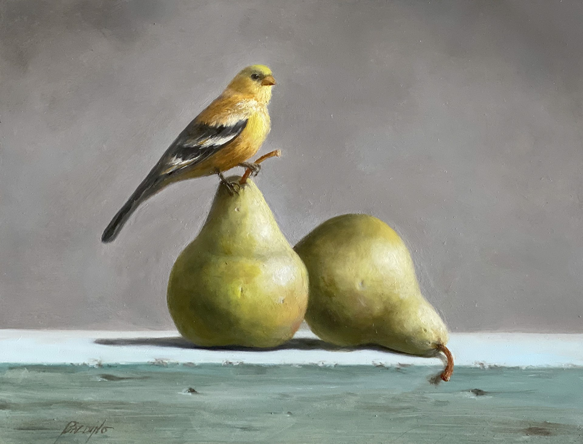 Goldfinch and Pears by Patt Baldino