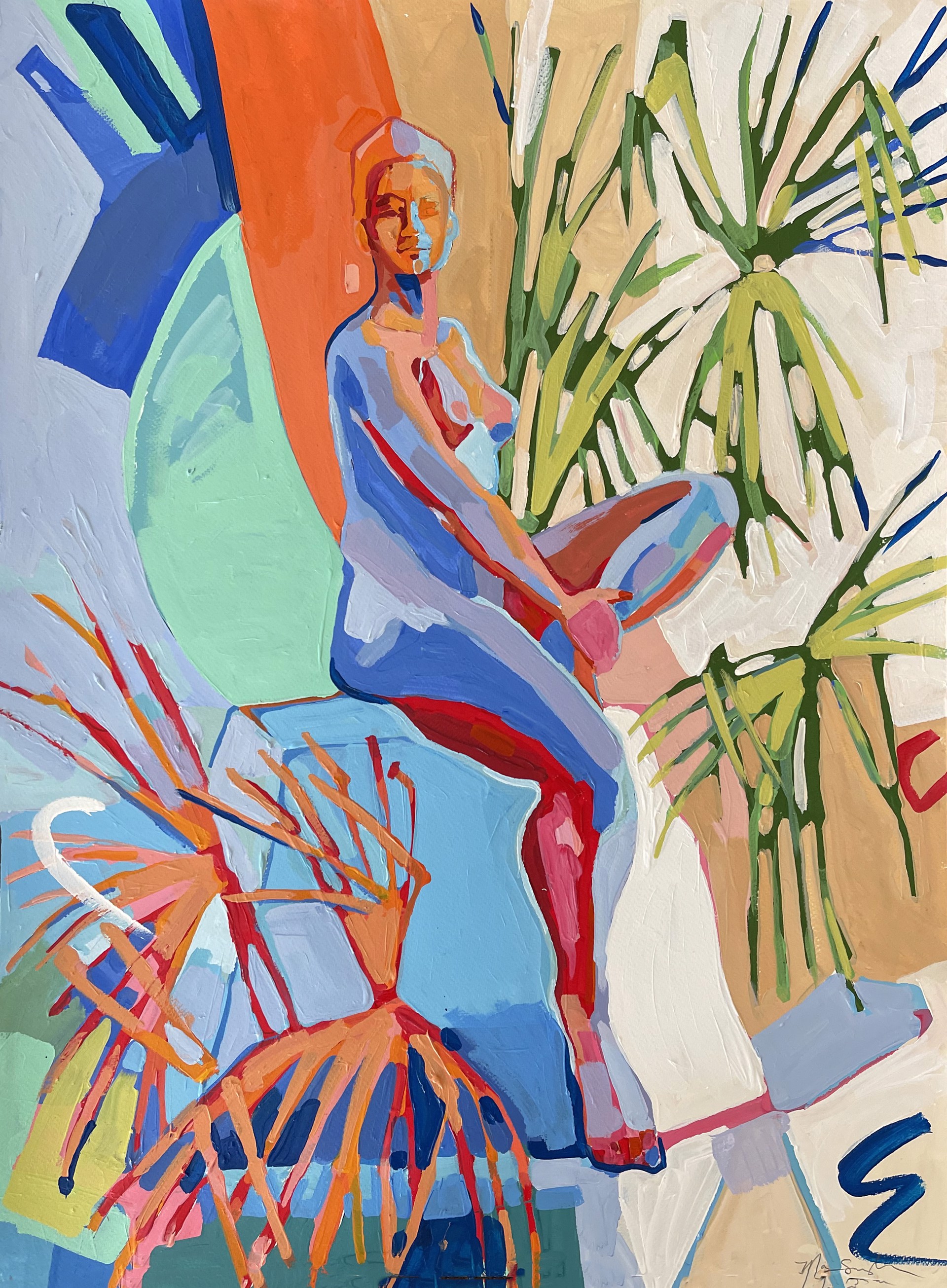 Classical Figures with Palmettos by Mary Singleton