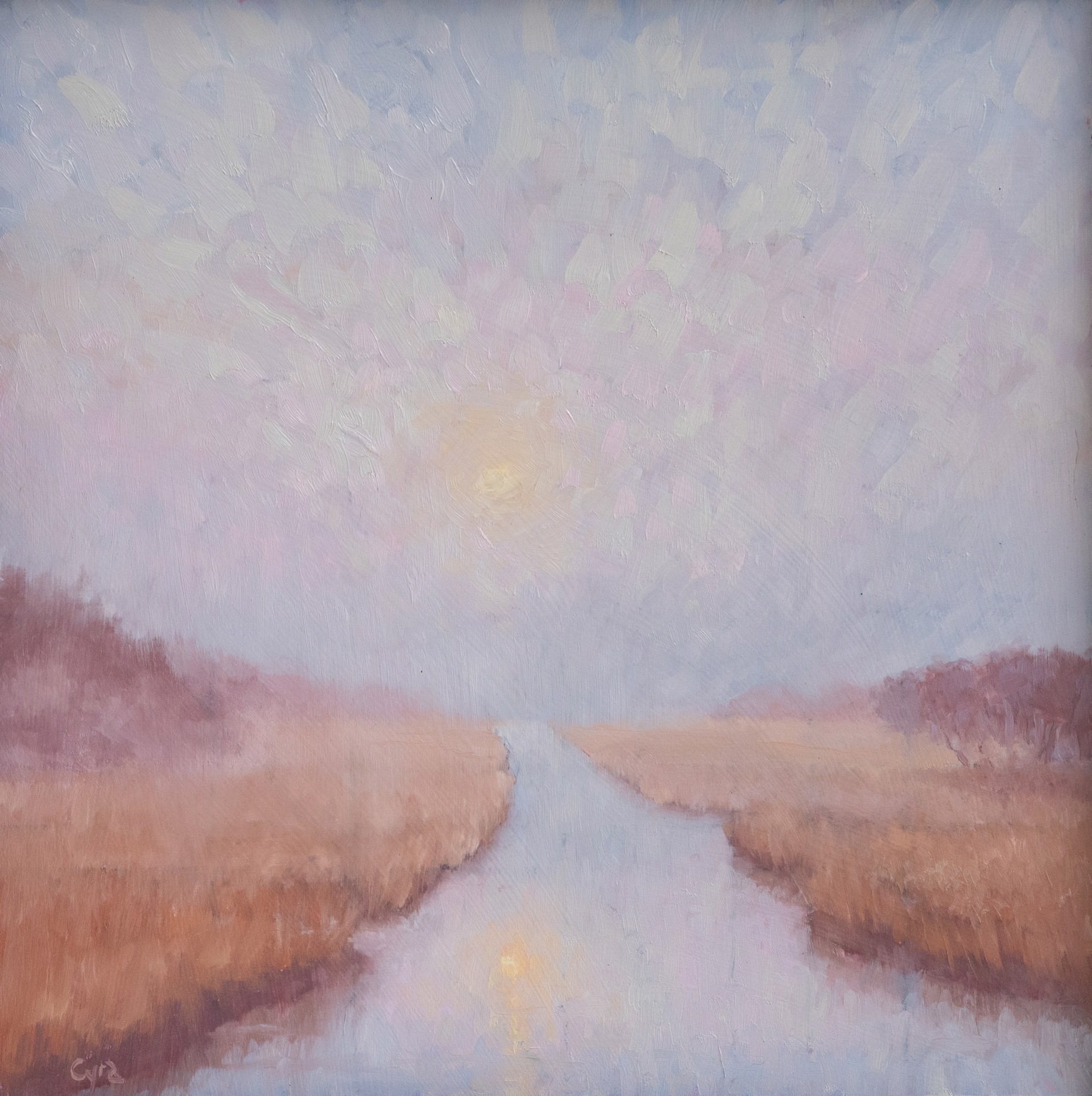 Creek Fog by Michael Cyra - Paintings