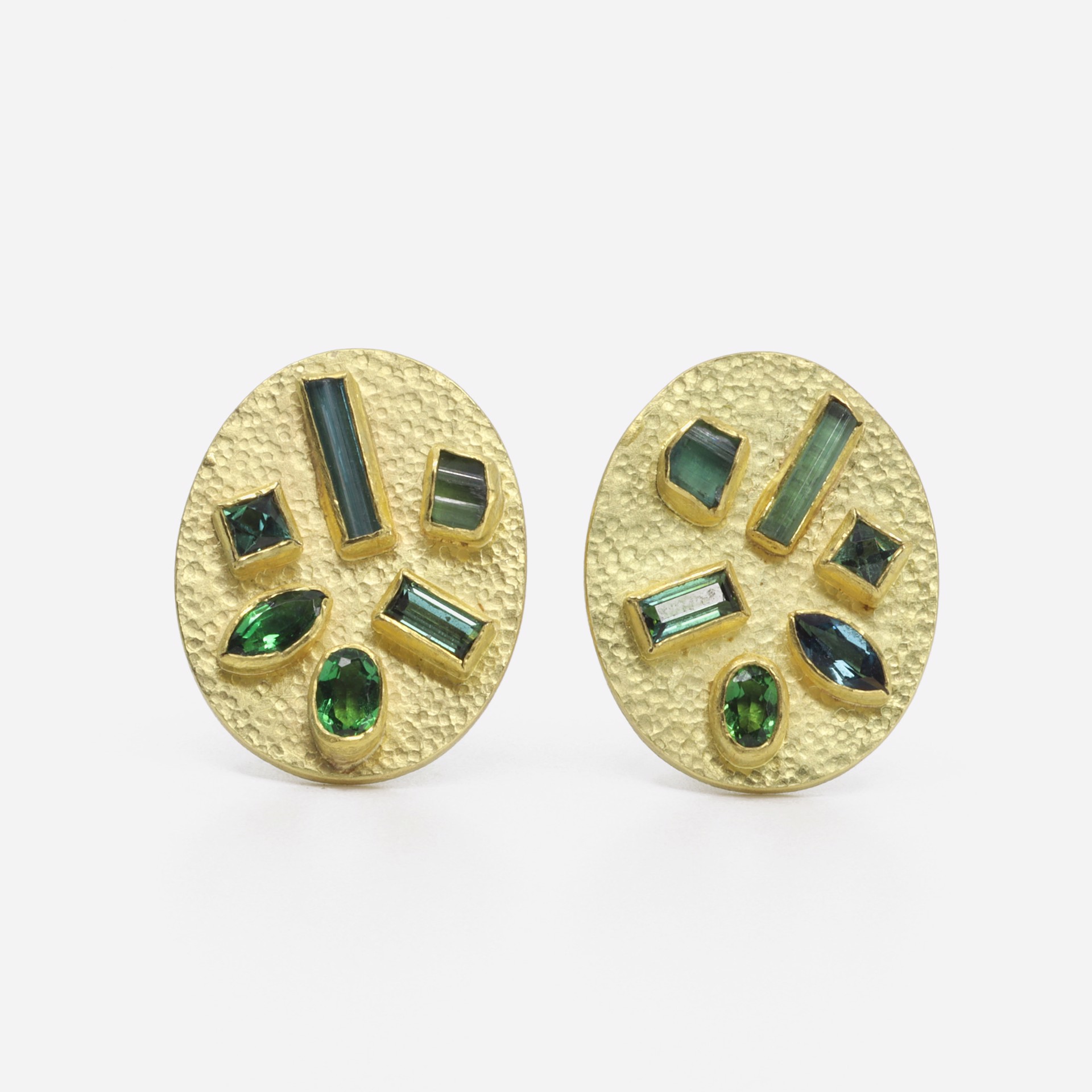 Tourmaline & Gold Oval Earrings by Petra Class