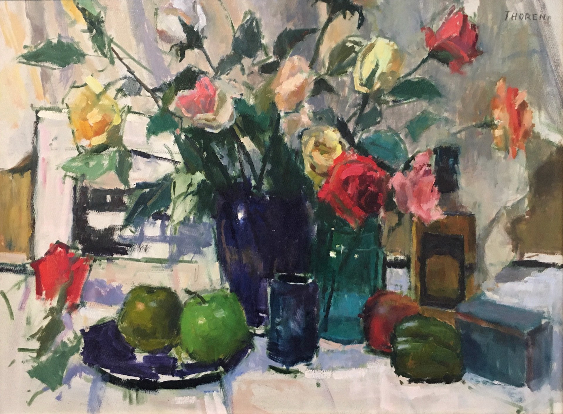 Roses in a Blue Vase by Bob Thoren