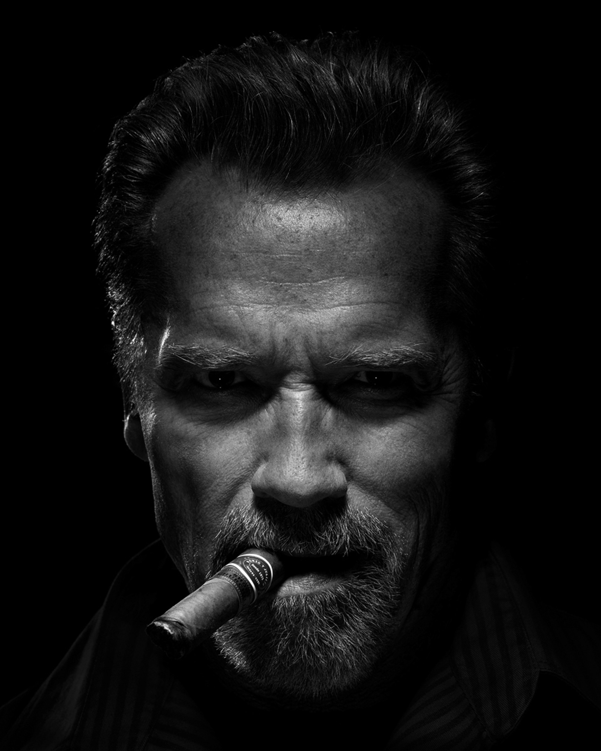12014 Arnold Schwarzenegger with Cigar BW by Timothy White