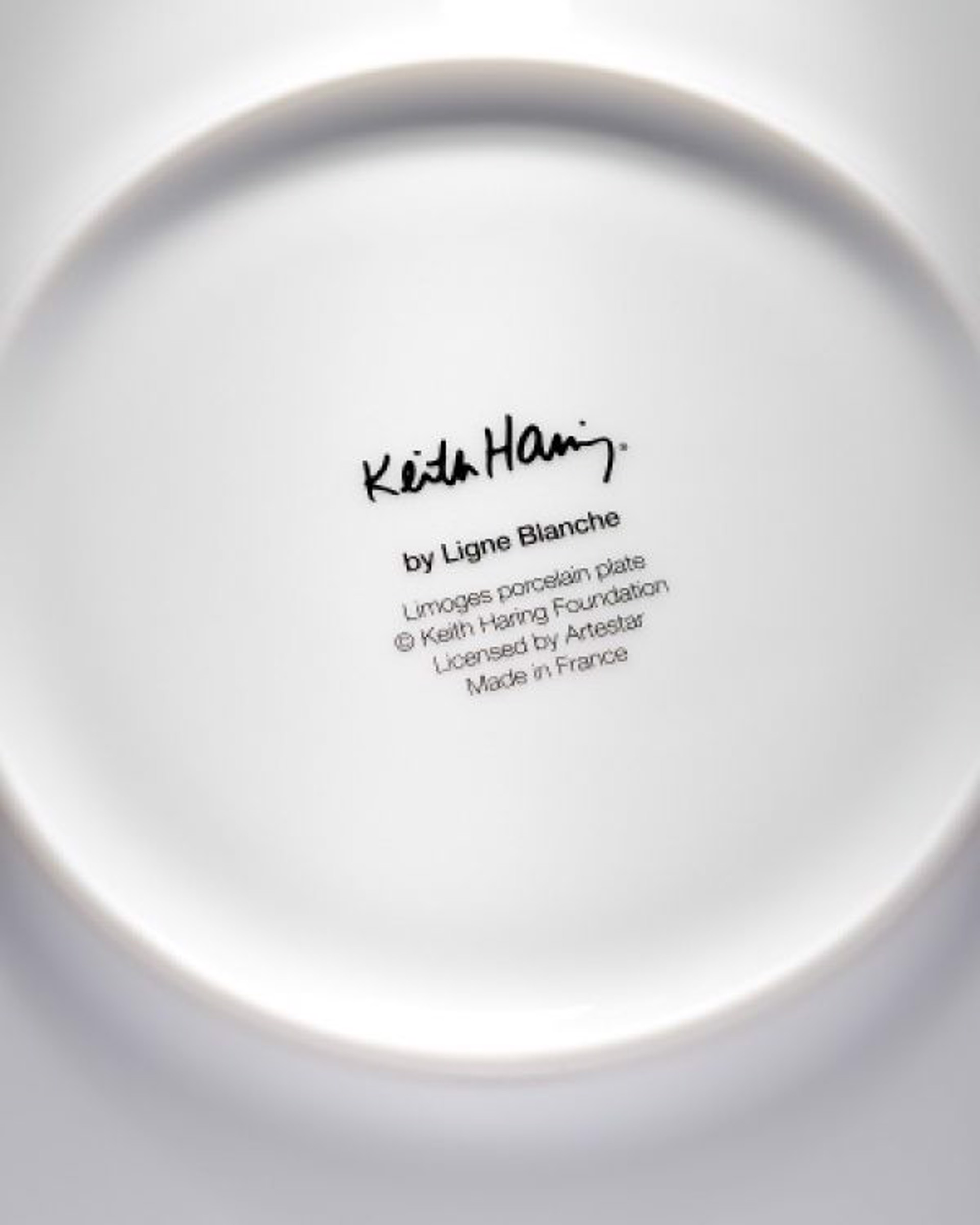 White on Red Plate by Keith Haring