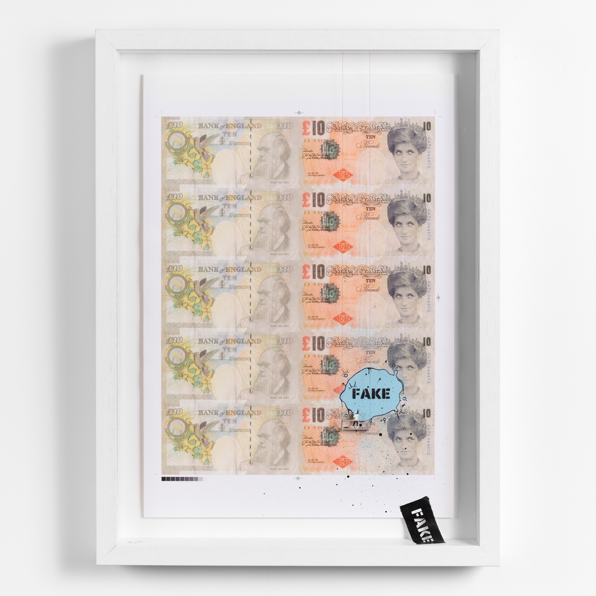 Fake - Di-Faked Tenner Sheet (Blue/Black) by Roy's People