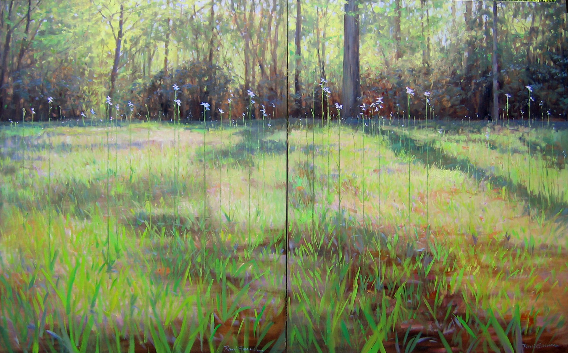 Leaves of Grass Diptych- by Rani Garner