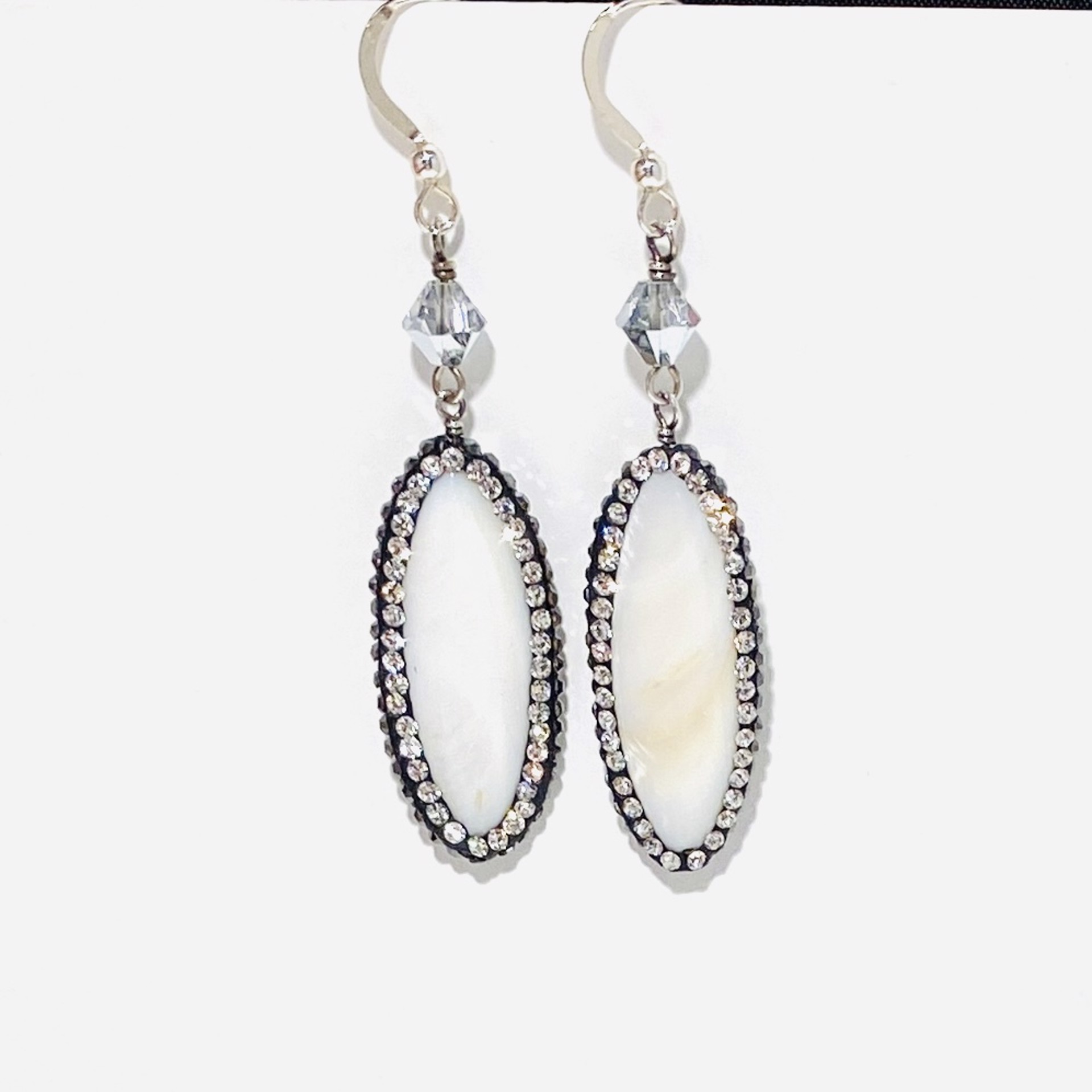 Pavé Crystal Framed Mother of Pearl Earrings LR23-24 by Legare Riano