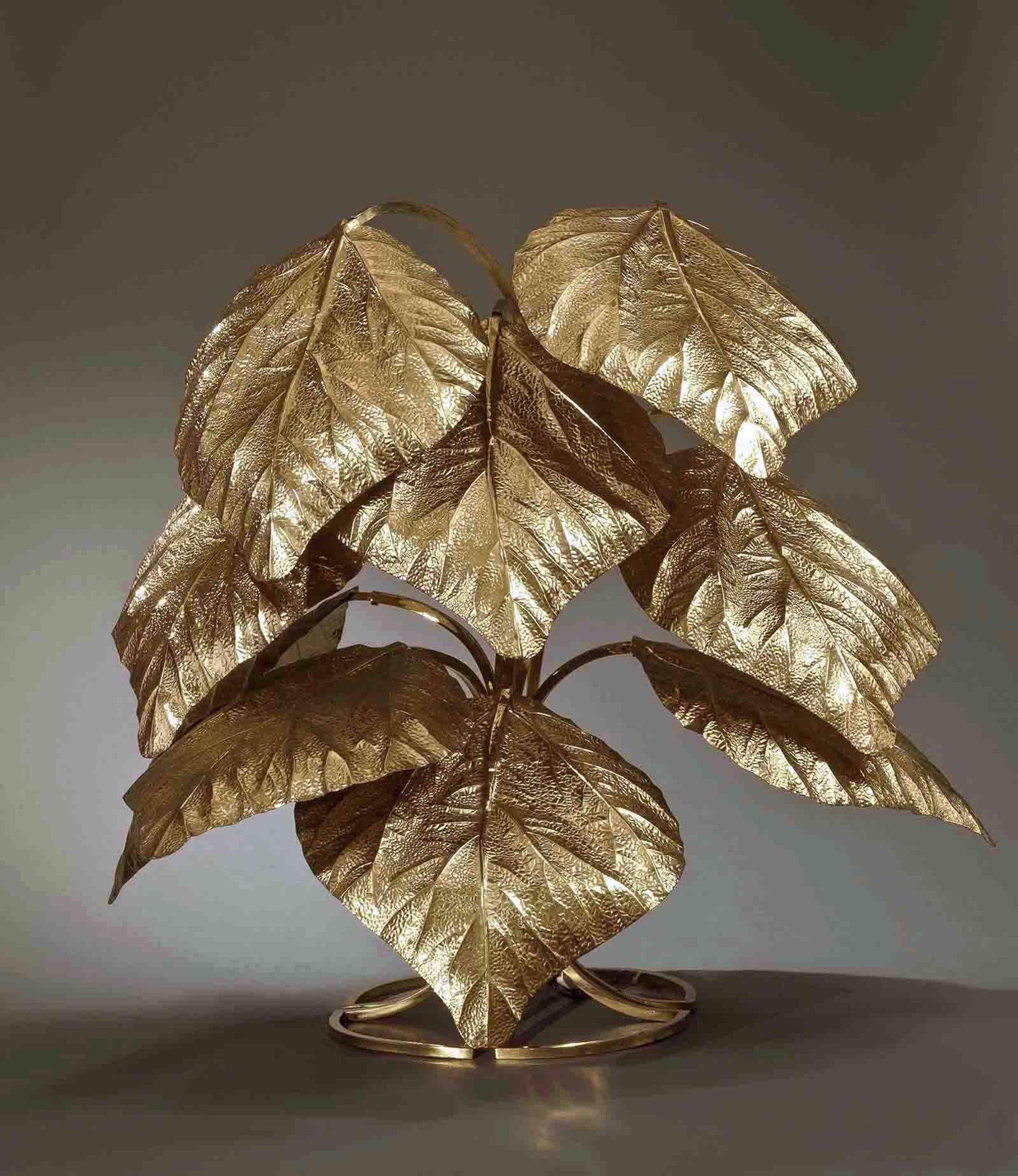 TOMMASO BARBI BRASS FLOOR LAMP WITH NINE LEAVES by Tommaso Barbi