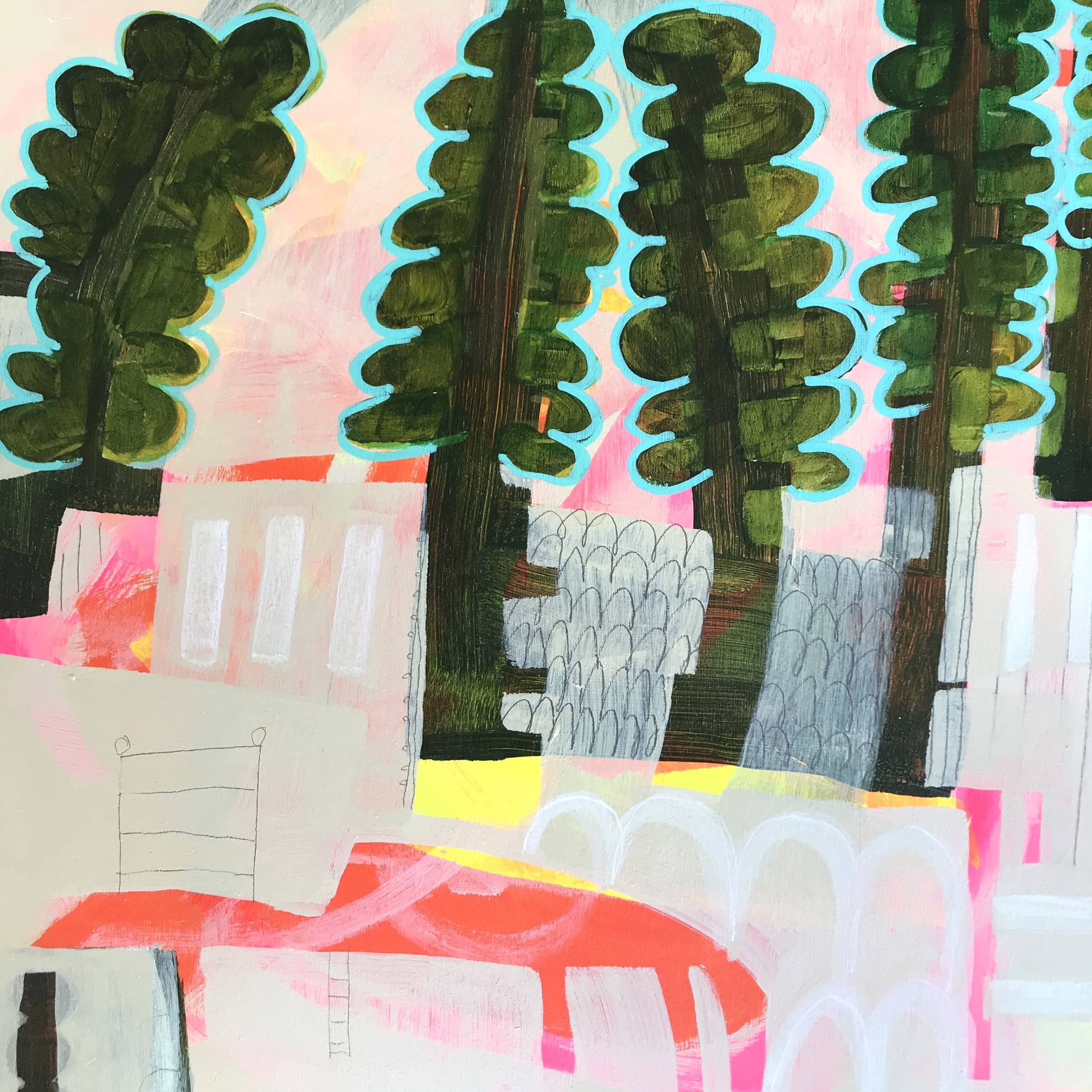 Trees and Benches by Rachael Van Dyke