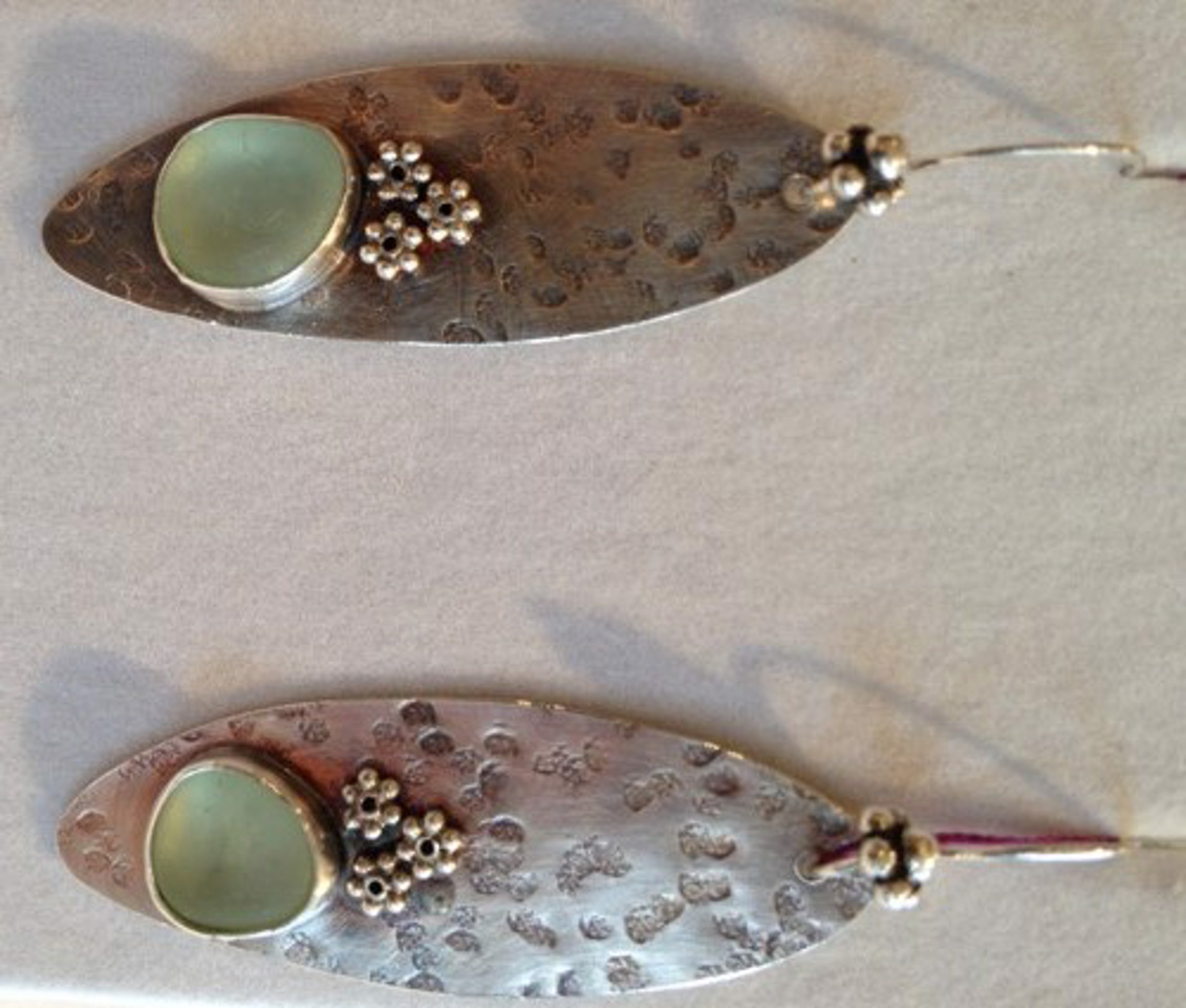 Sterling and Seafoam Green Earrings by Anne Bivens