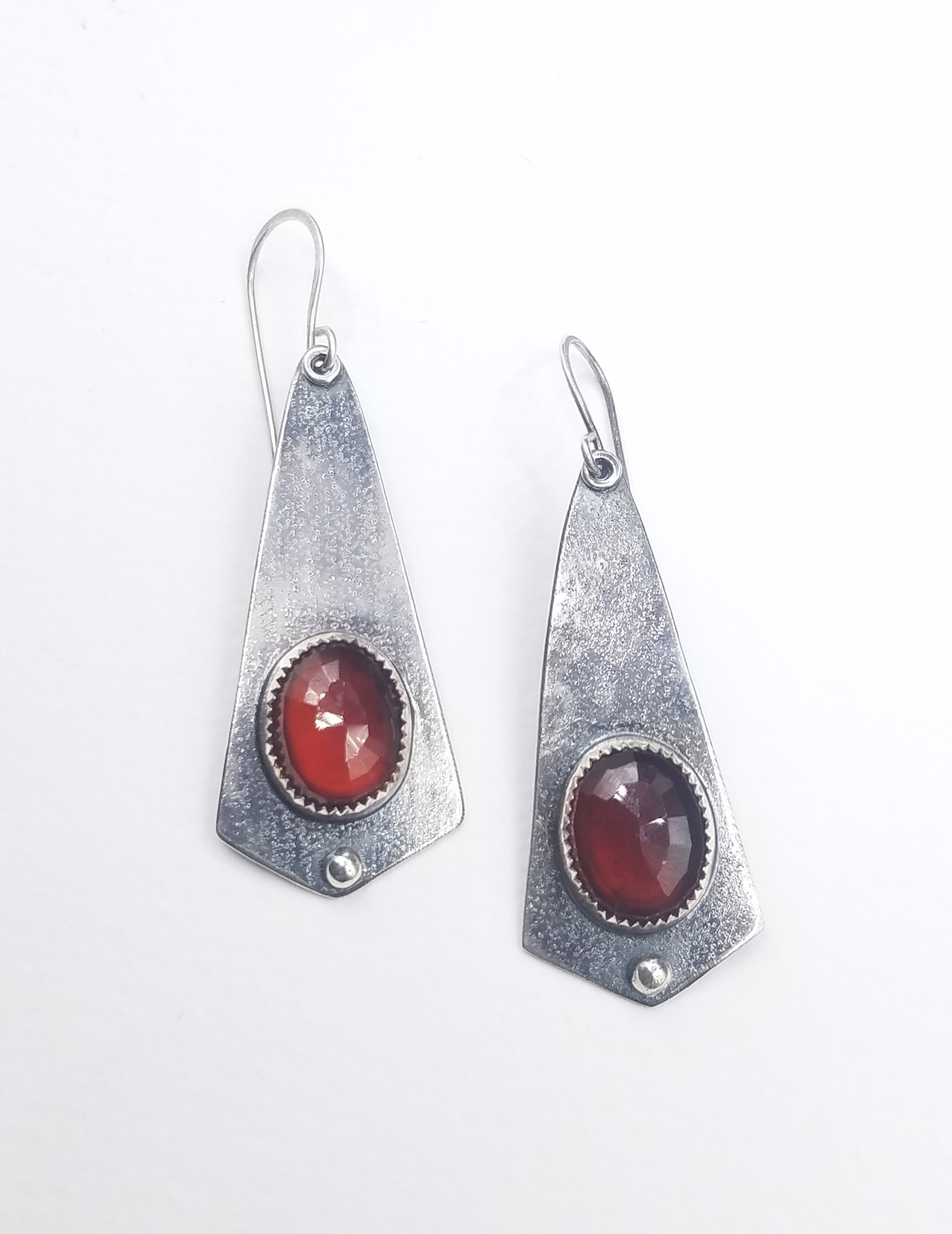 Geometric Hessonite Garnet Earrings by Anita Shuler