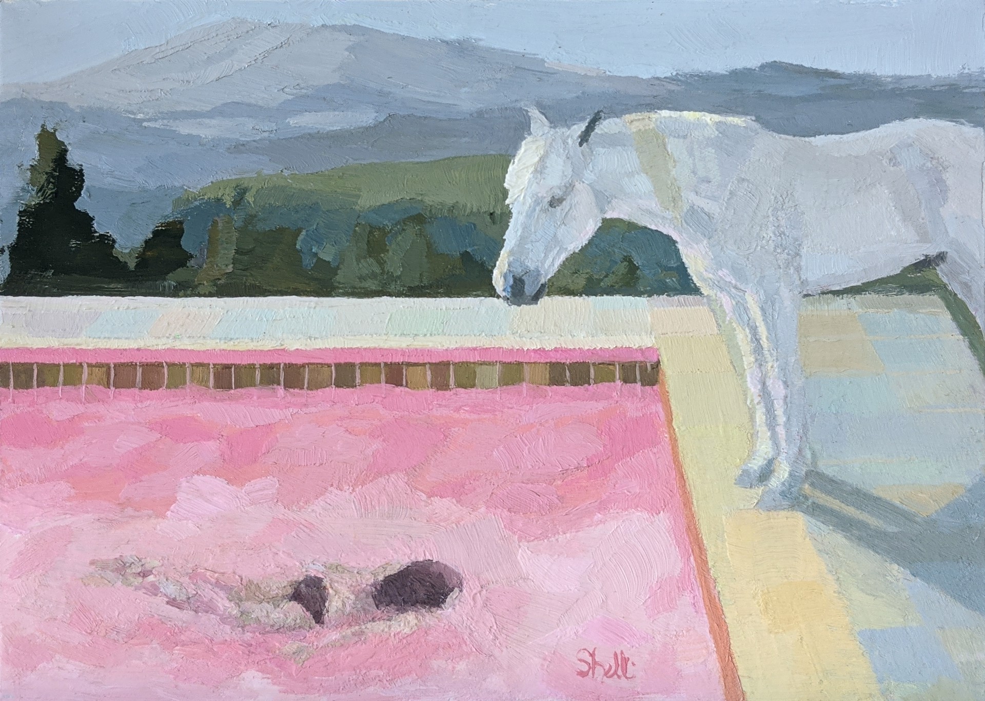 Portrait of a Horse (Pool with Two Figures) by Shelli Langdale