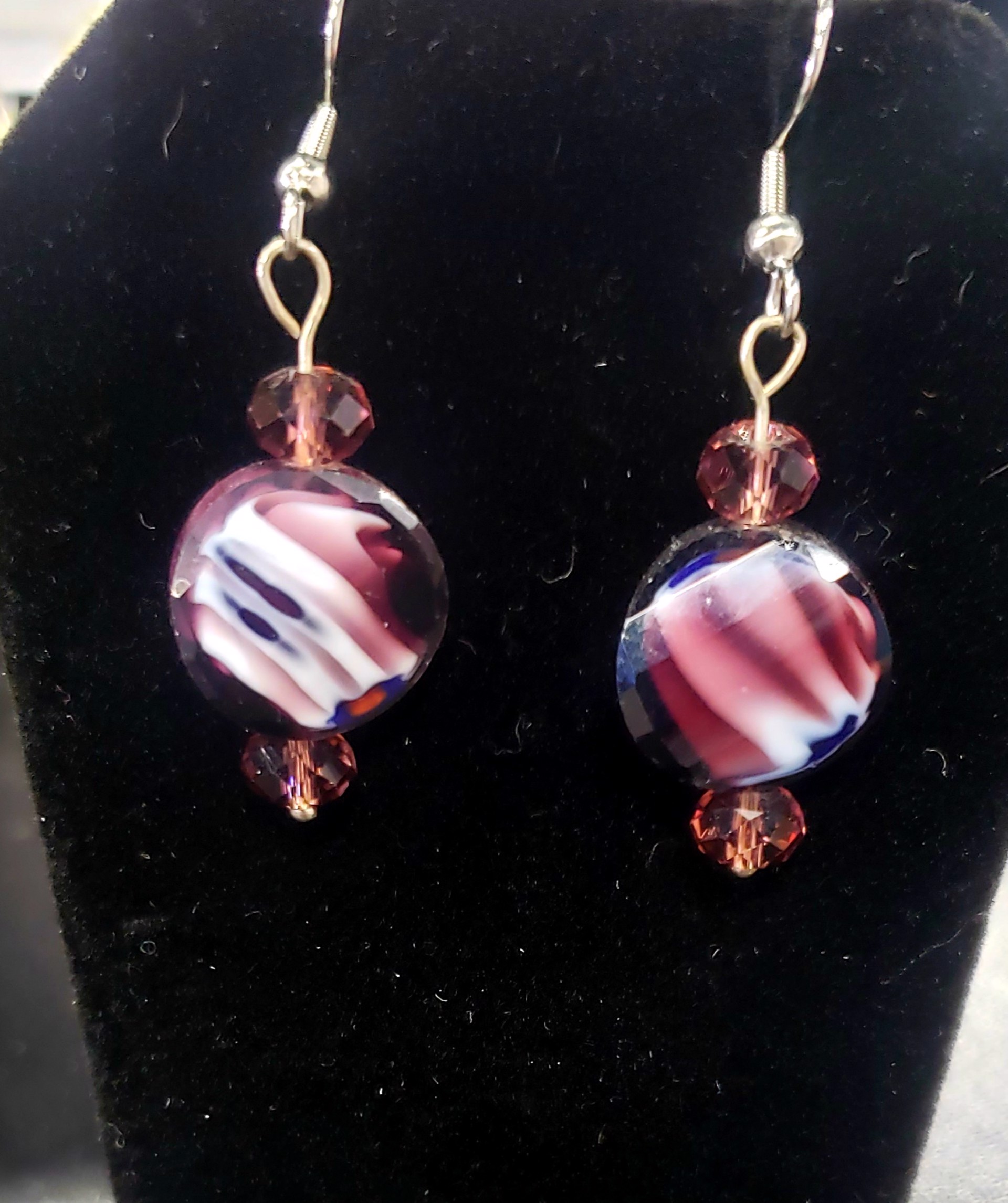 Purple Bead Earrings by Betty Binder