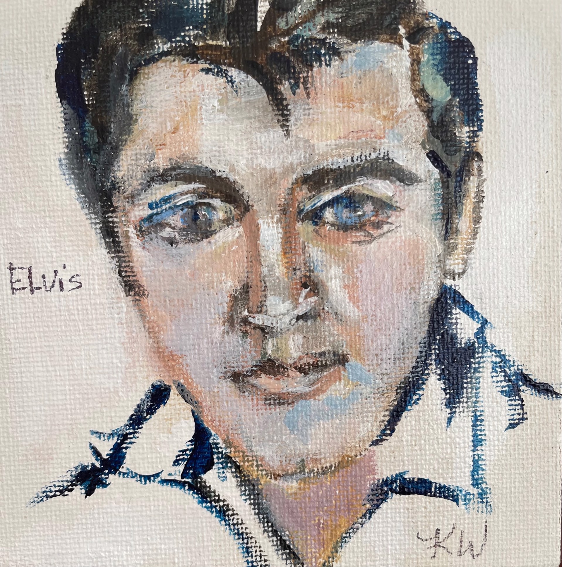 Elvis Presley 2 Mini Painting by Kathy Willingham