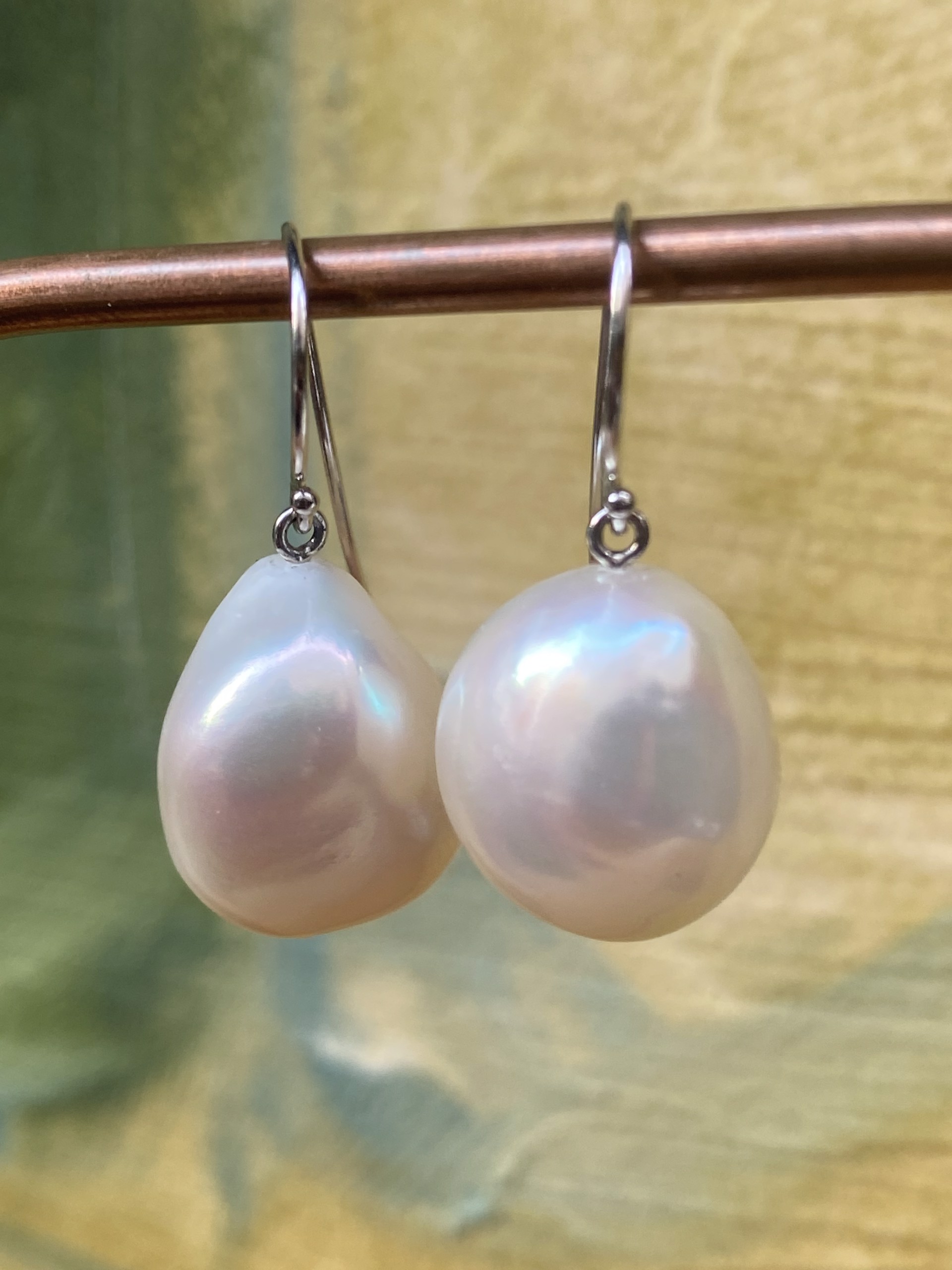 Baroque Fresh Water Pearl Drop Earrings 15x14 mm 14K by Sidney Soriano