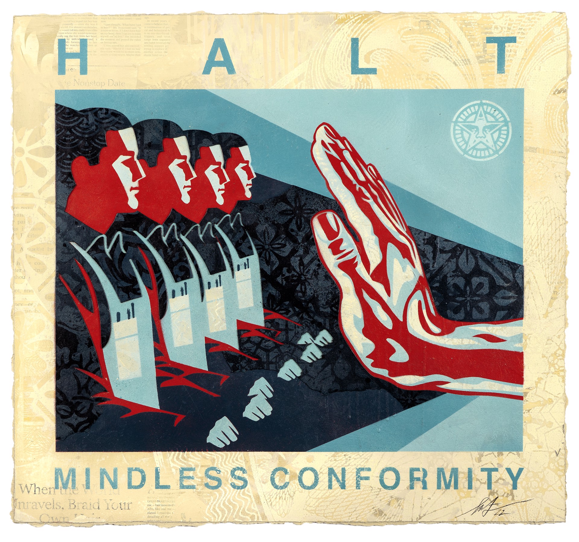 Halt Conformity Study (Red) by Shepard Fairey /Originals