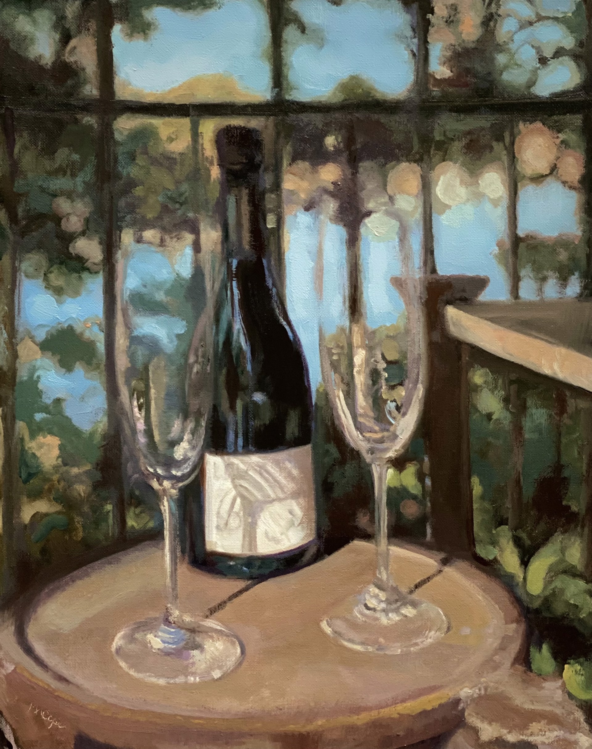 Champagne with Flutes by Mary Ann Cope