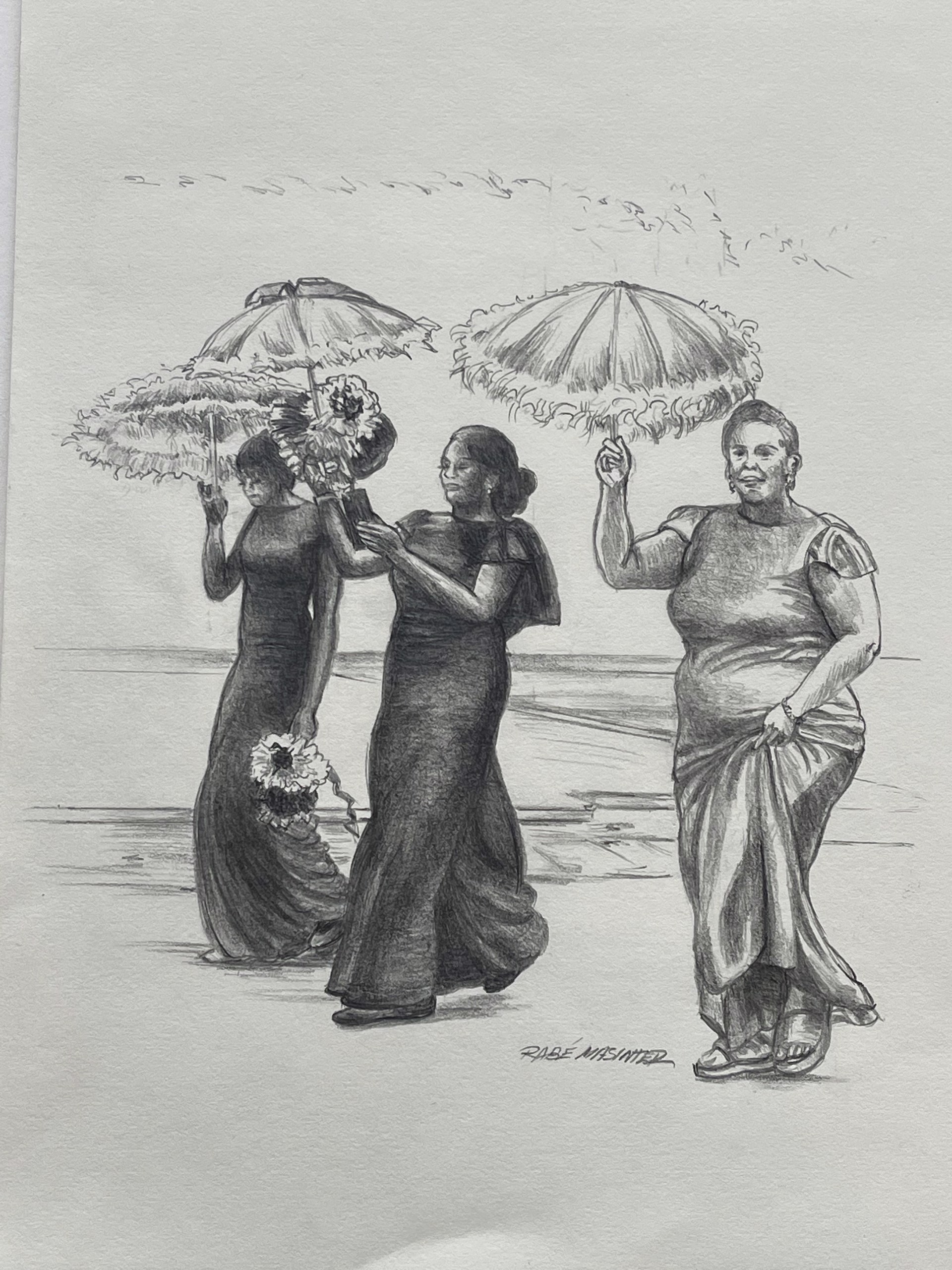 Three Women with Parasols by Shirley Rabe' Masinter
