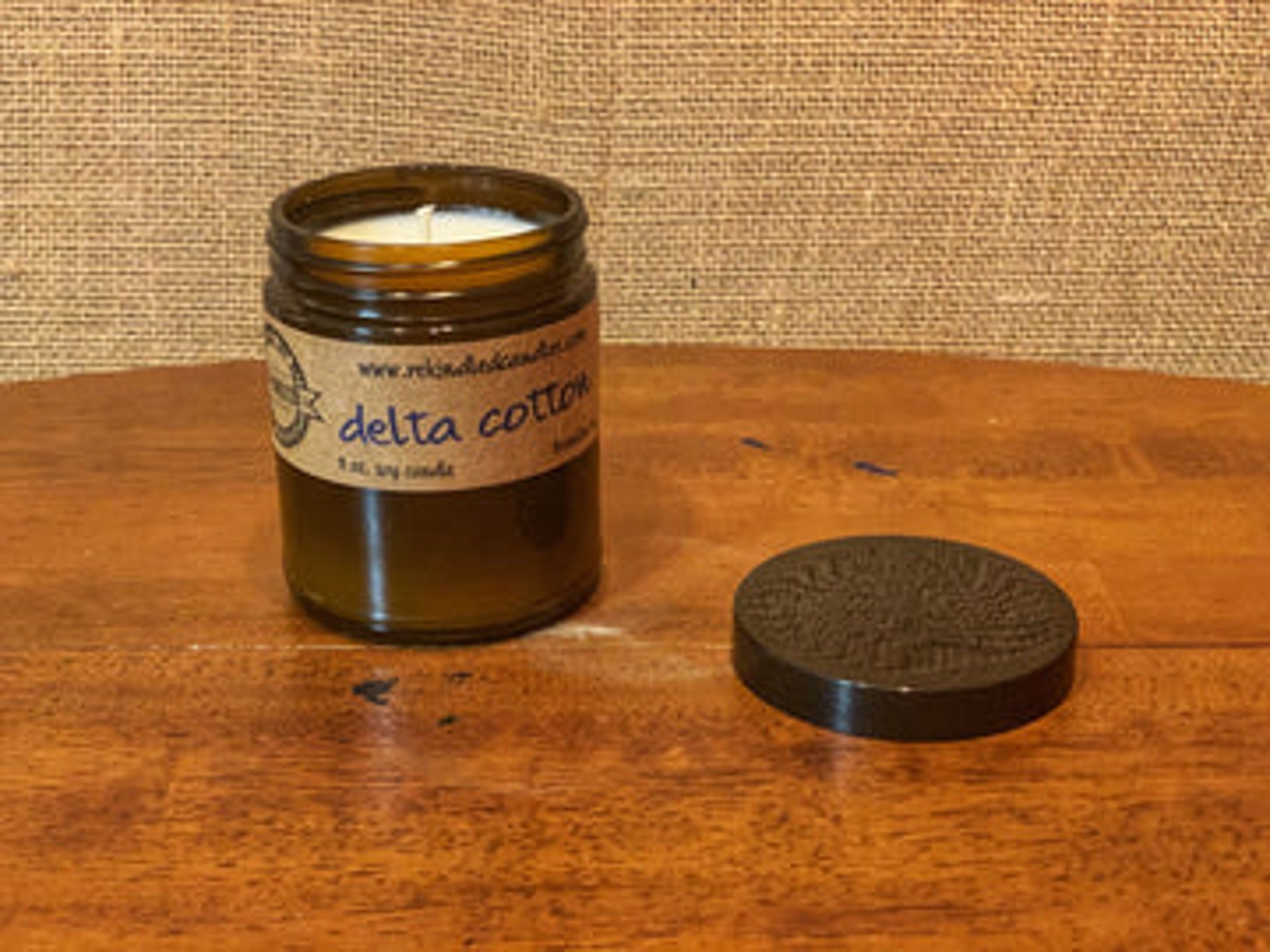 Delta Cotton Amber Jar Candle by re-kindled candle company