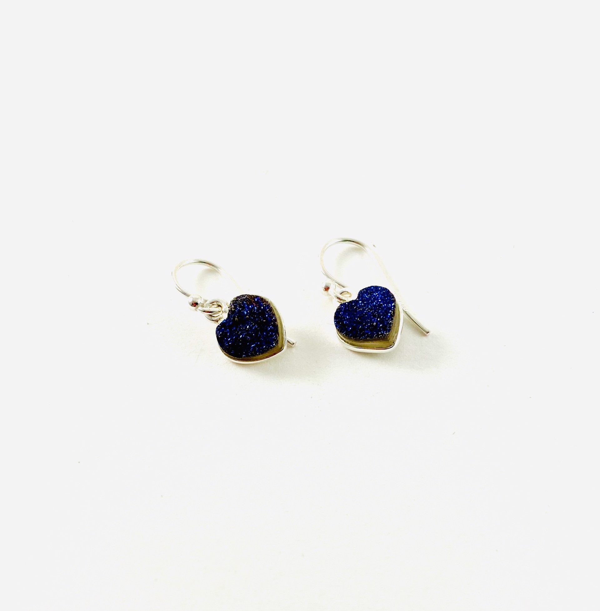 Blue Druzy Heart Earrings by Nance Trueworthy