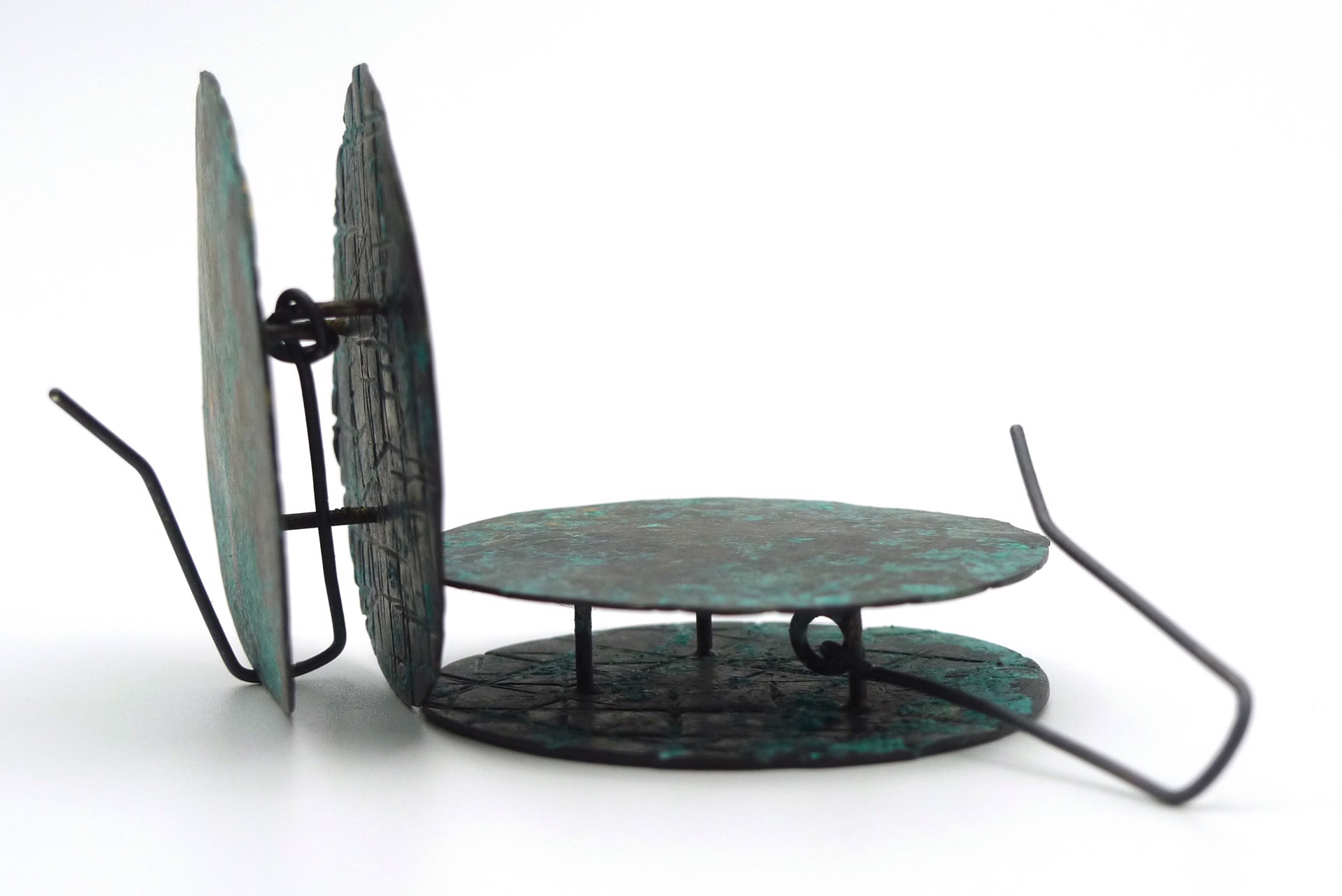 Large Patina Disk Earrings by Juan Fried