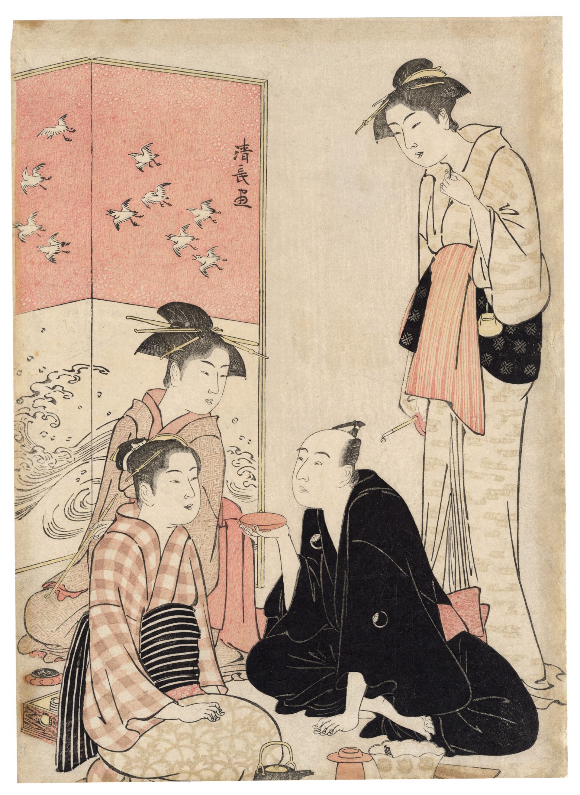 The Actor Sawamura sojuro III Relaxing in Private Life with Courtesans by Kiyonaga