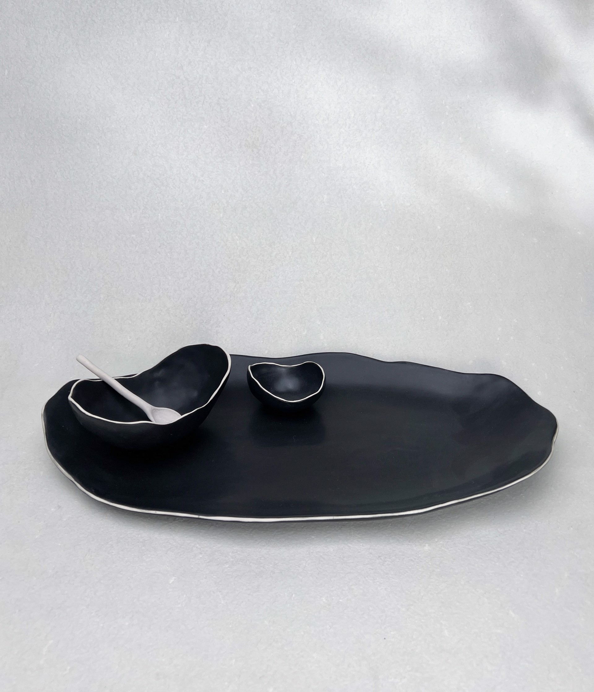 Appetizer Plate and Bowl Set - Black by Kate Tremel