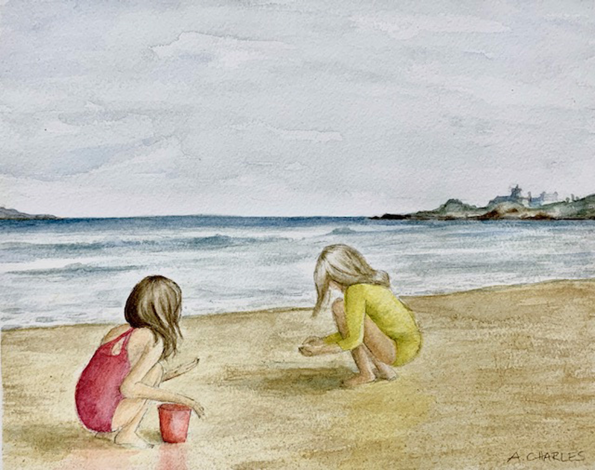 Sisters at the Beach by Allison Charles