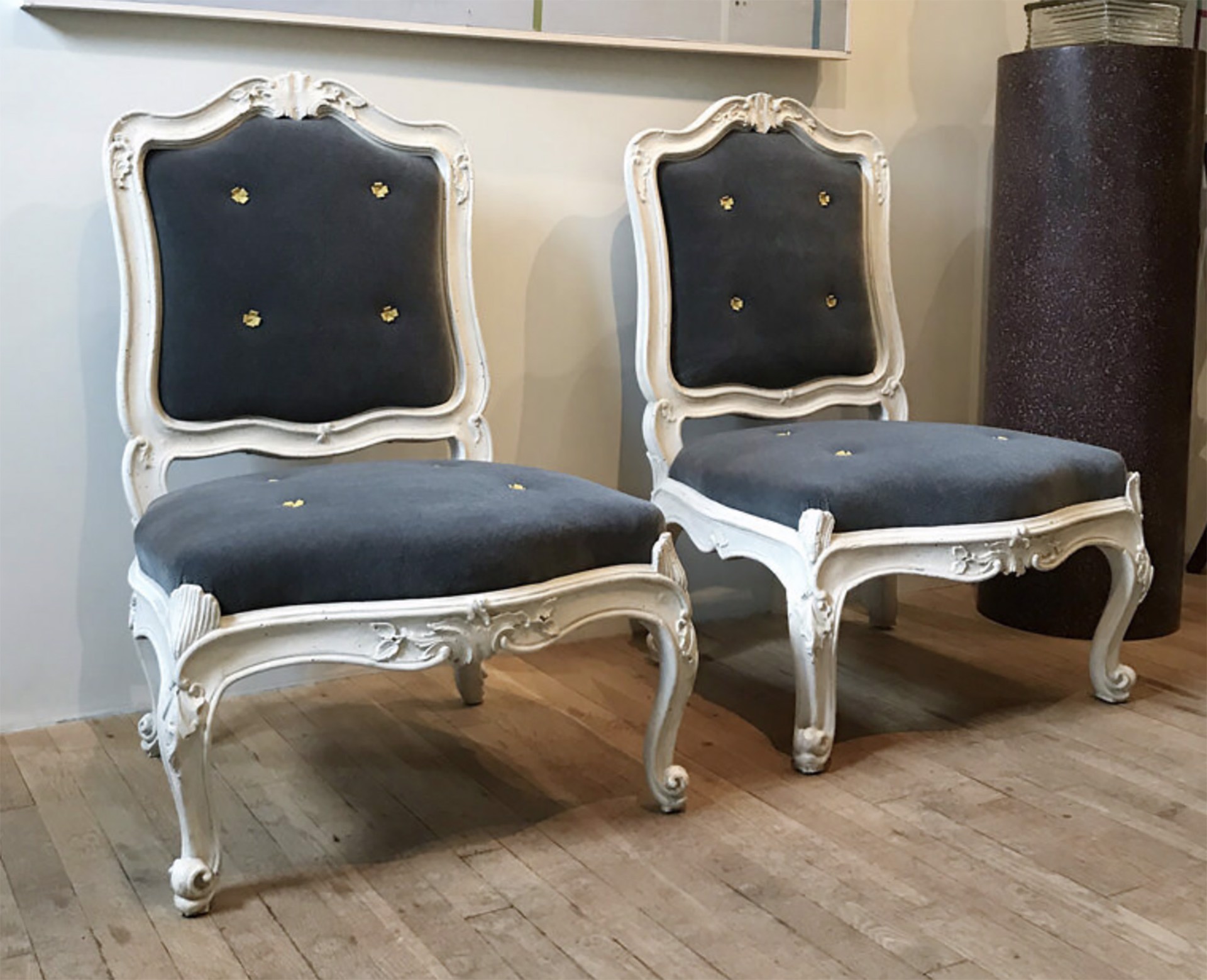PAIR OF LOUIS XV PAINTED SIDE CHAIRS