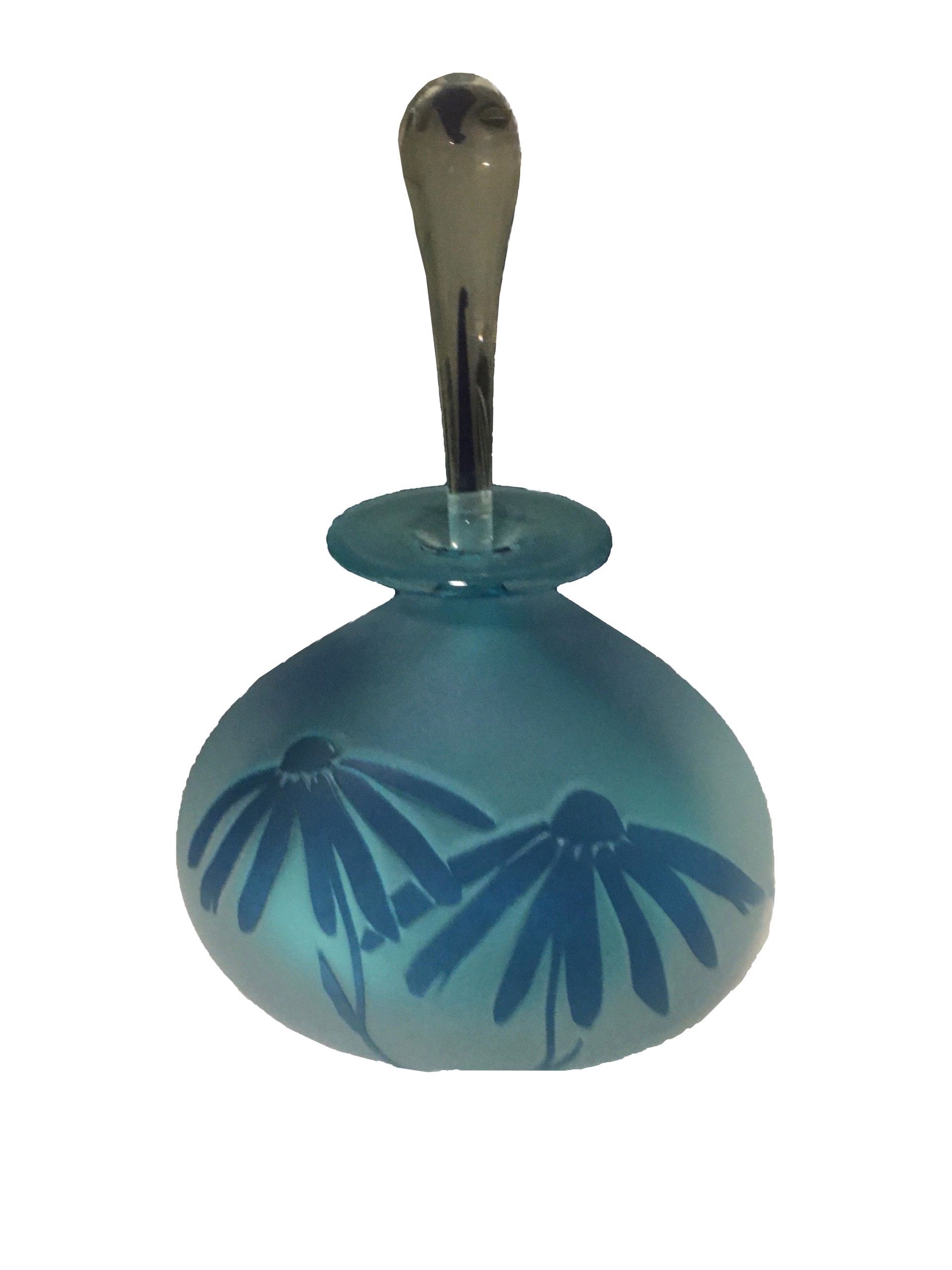 Sandblast Blue Flower Perfume Bottle by Mary Angus