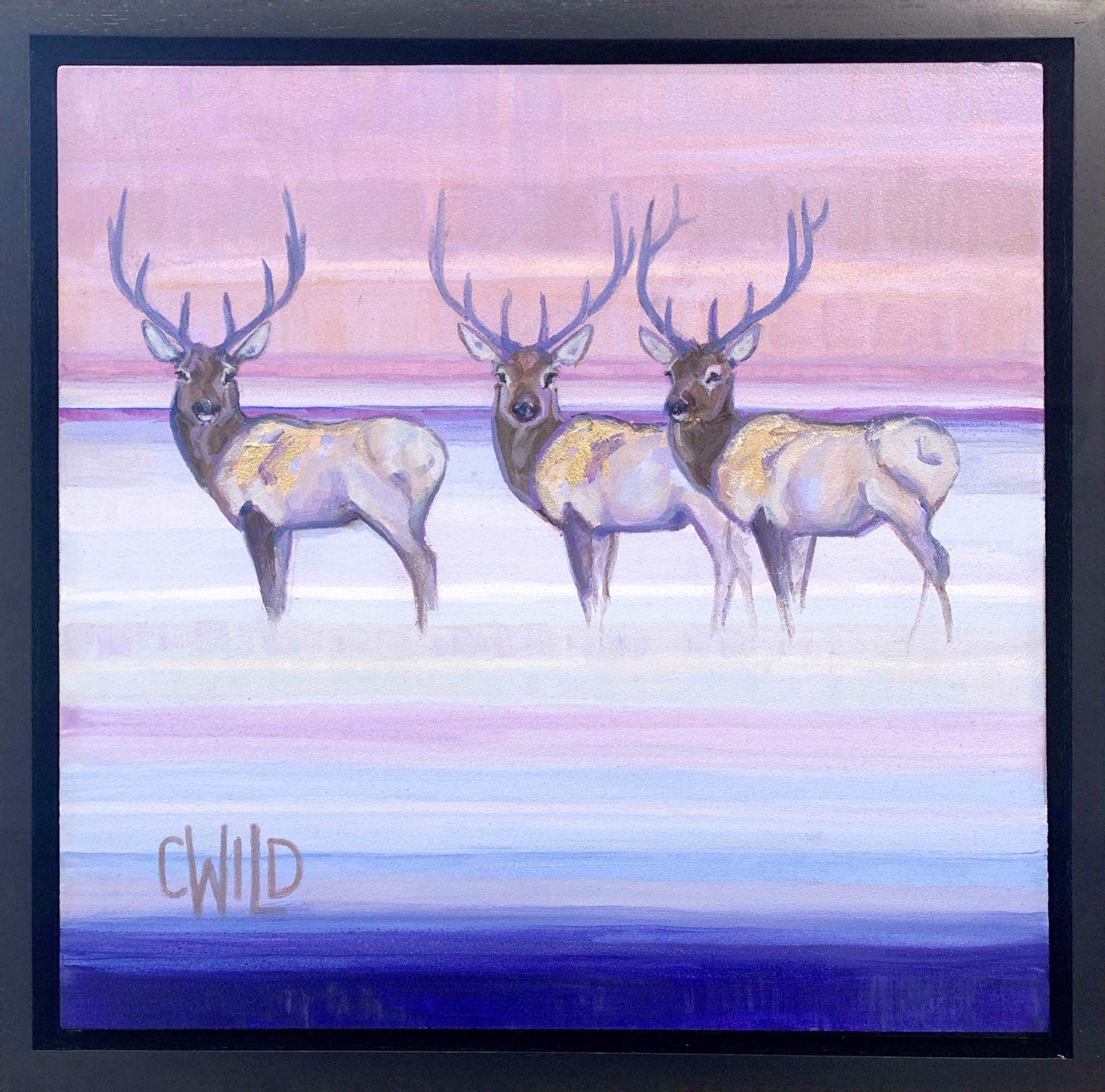A Contemporary Painting Of Elk With Pastel Purples Available At Gallery Wild