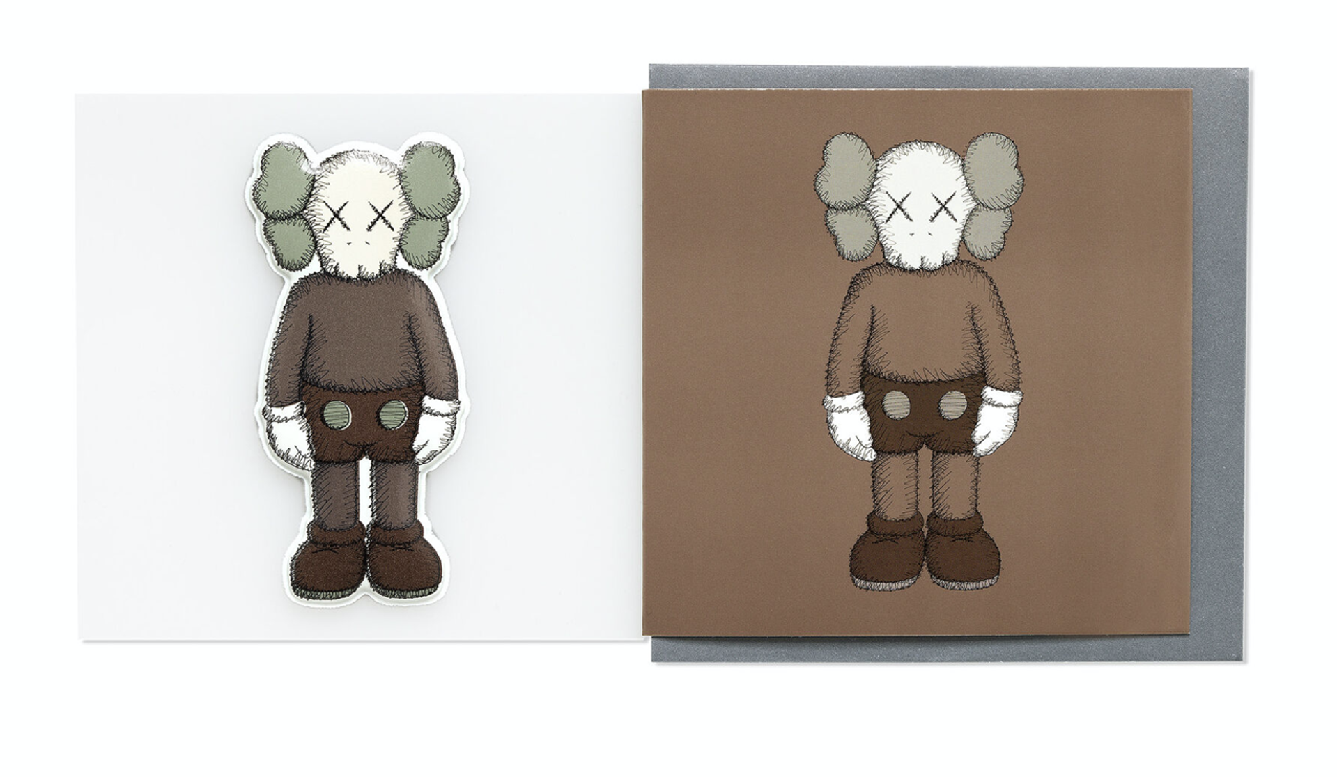 Greeting Card with Puffy Sticker COMPANION Brown by KAWS