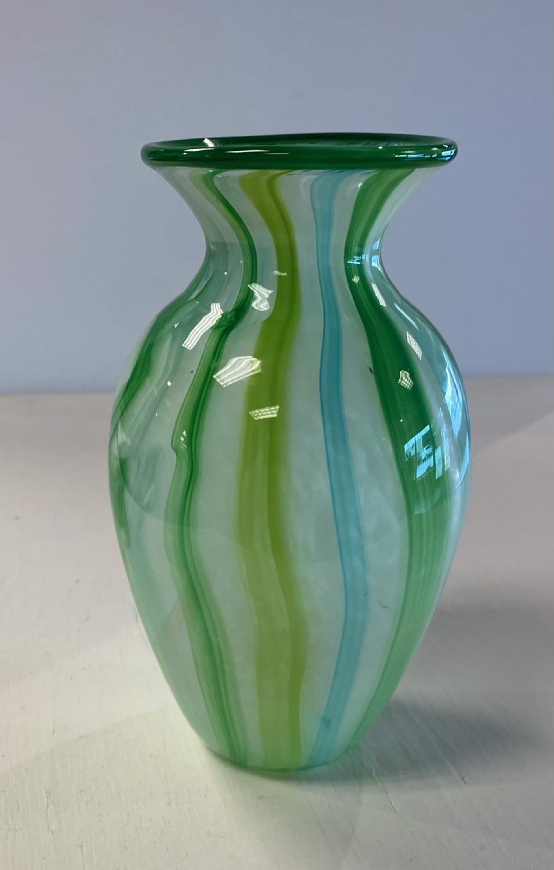 Green Stripe vase by AlBo Glass
