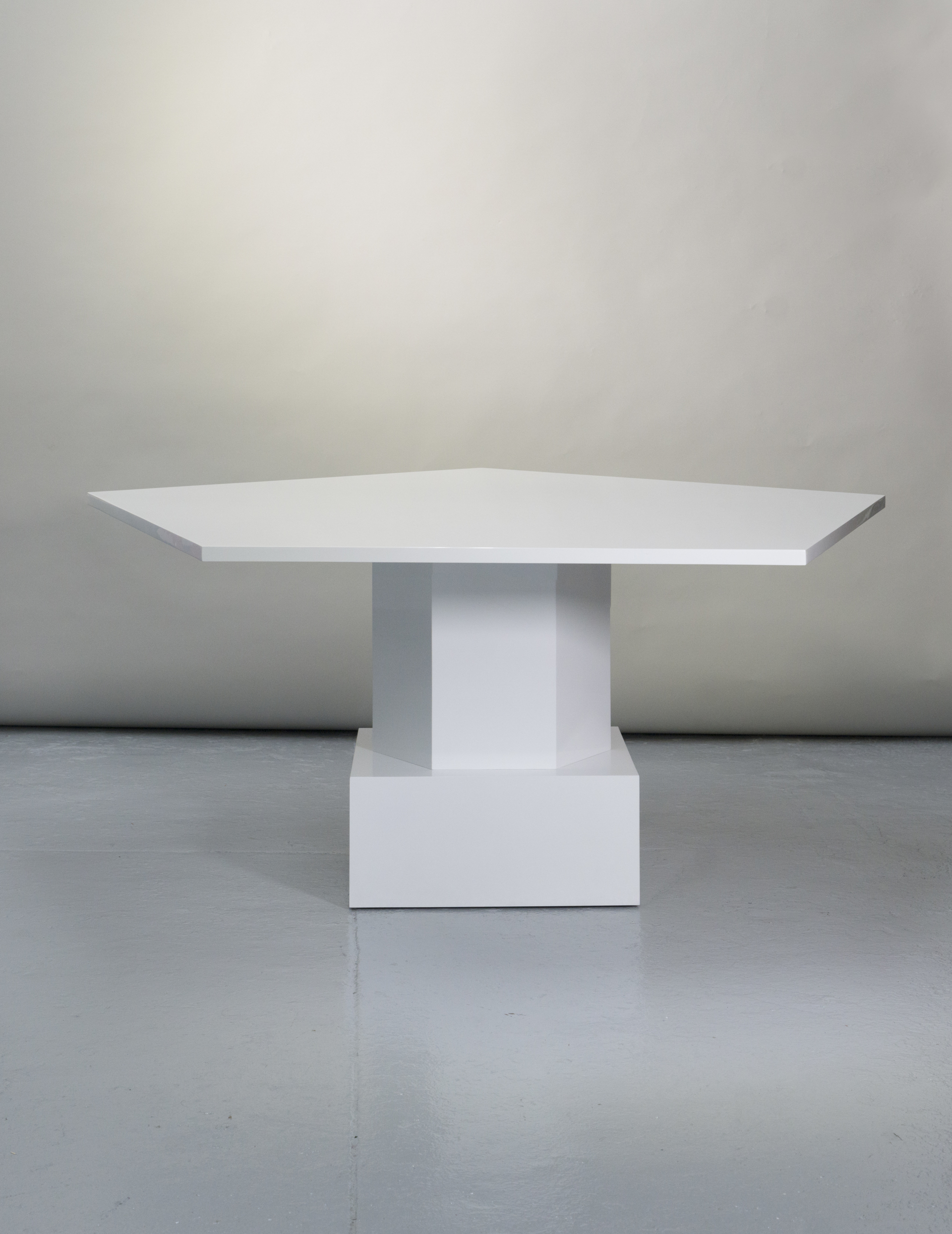 White lacquer Pentagonal table by Tinatin Kilaberidze