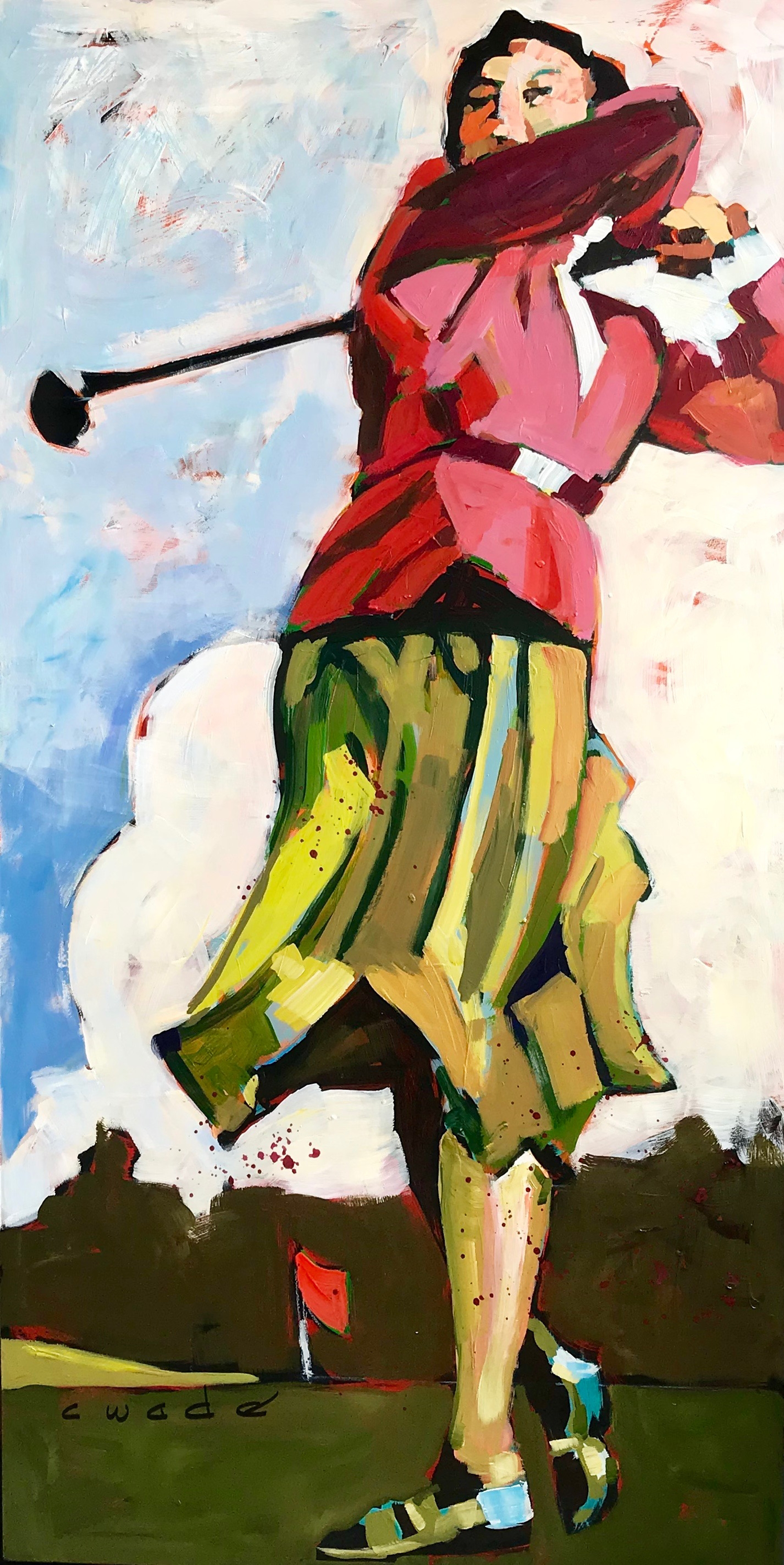 Golfer in Red Jacket by Carole Wade