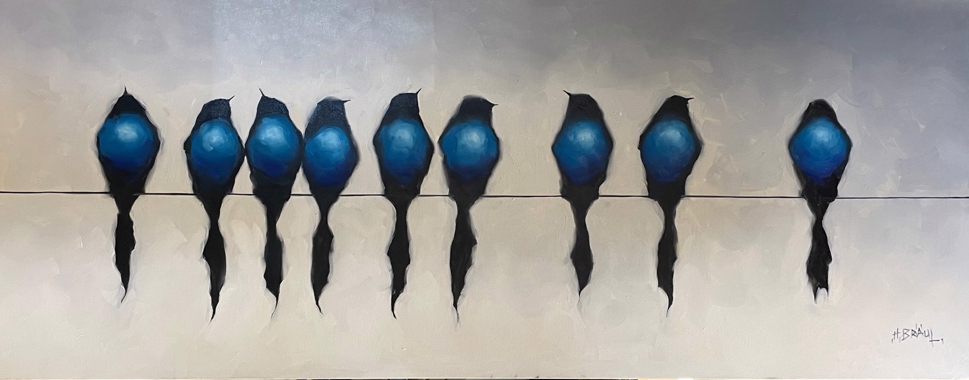 Blue Birds on Line by Harold Braul