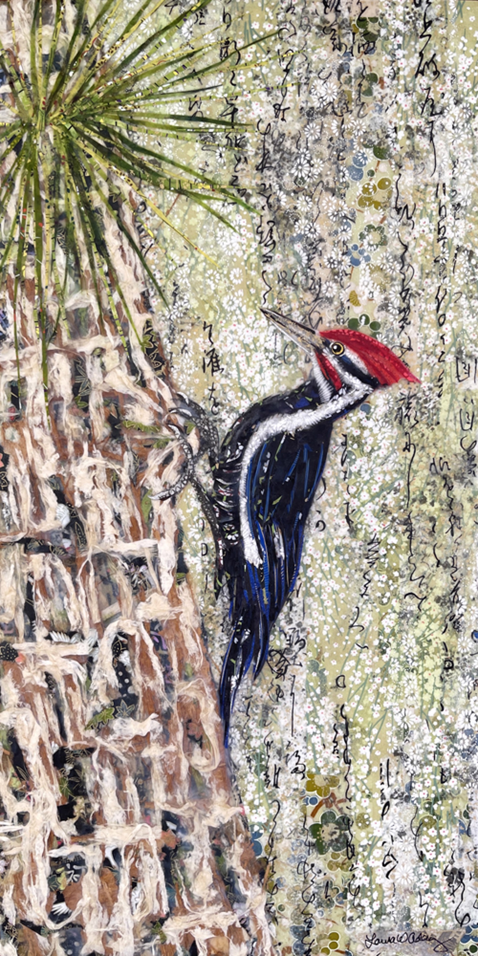 Pileated Woodpecker and Long-leaf Pine by Laura Adams